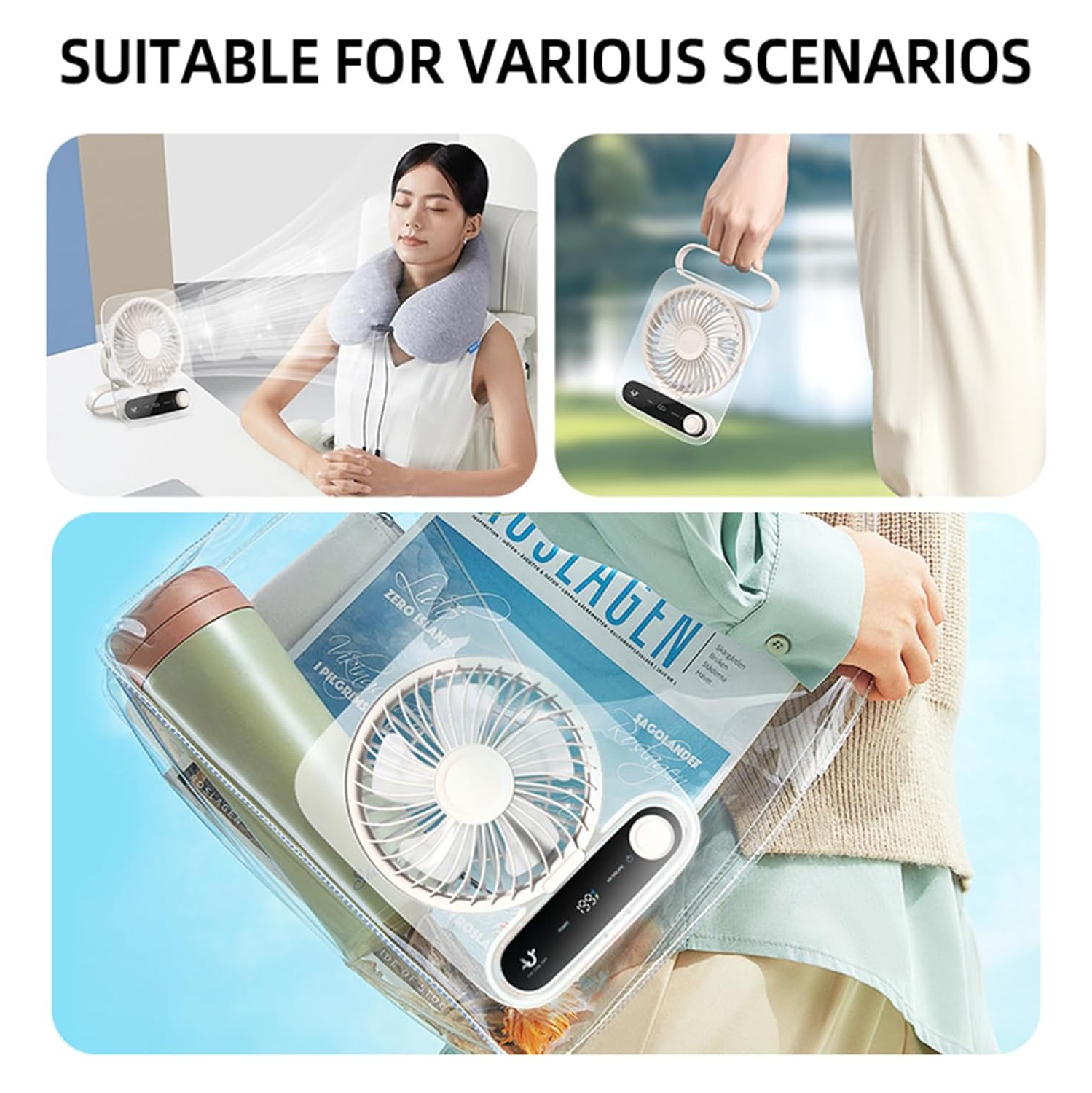 YOULIGHTS Nouveau ventilateur de bureau, ventilateur de bureau à 199 niveaux，chargement USB portatif, ultra-mince portatif, montage mural, mini