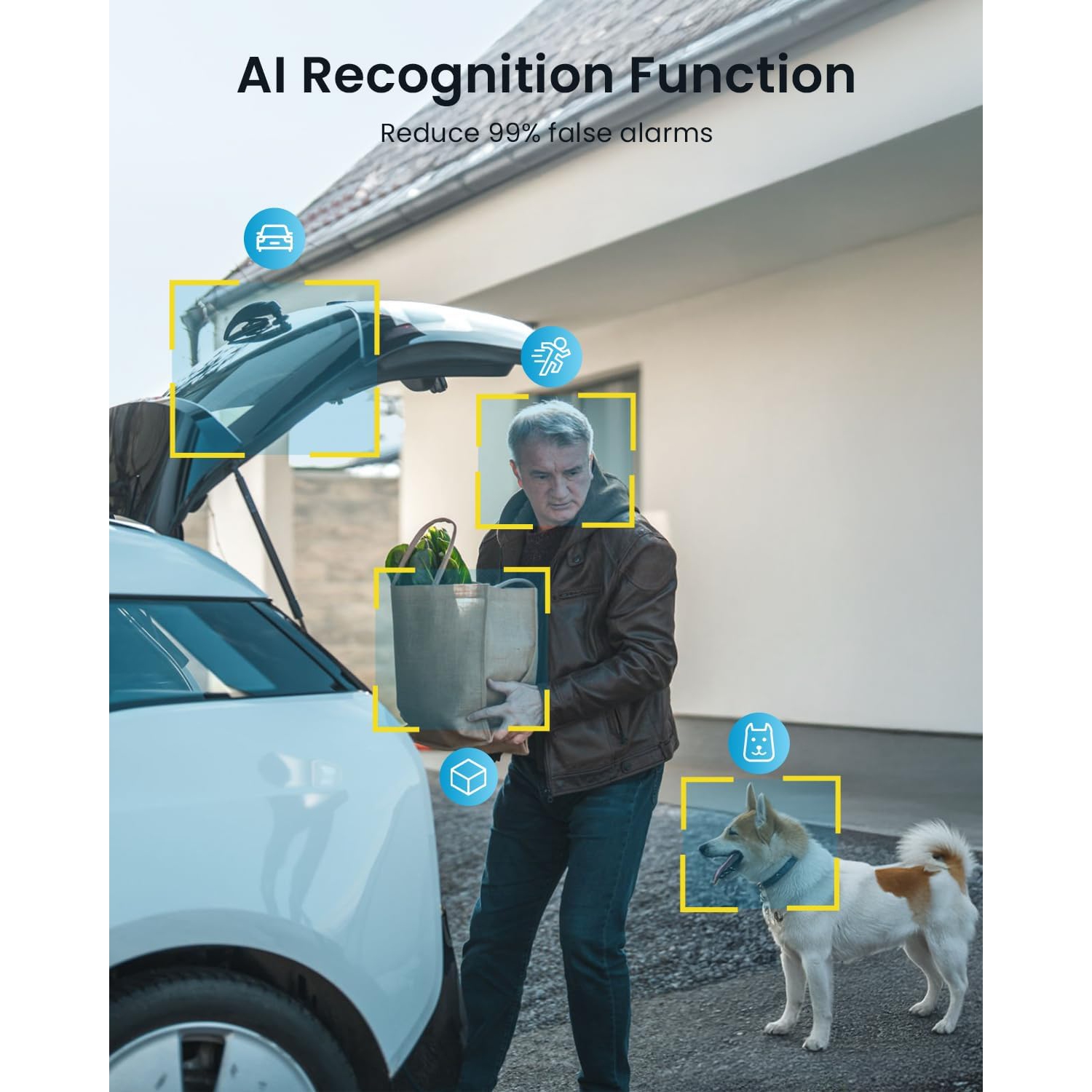 Caméras de sécurité sans fil extérieures ou intérieures avec support magnétique d'ieGeek, détection de mouvement, Alexa, vision nocturne couleur 2K,