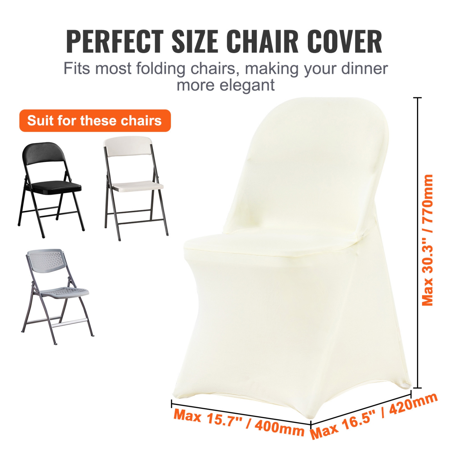VEVOR Stretch Spandex Folding Chair Covers, Universal Fitted Chair Cover, Removable Washable Protective Slipcovers, for Wedding, Holiday, Banquet,