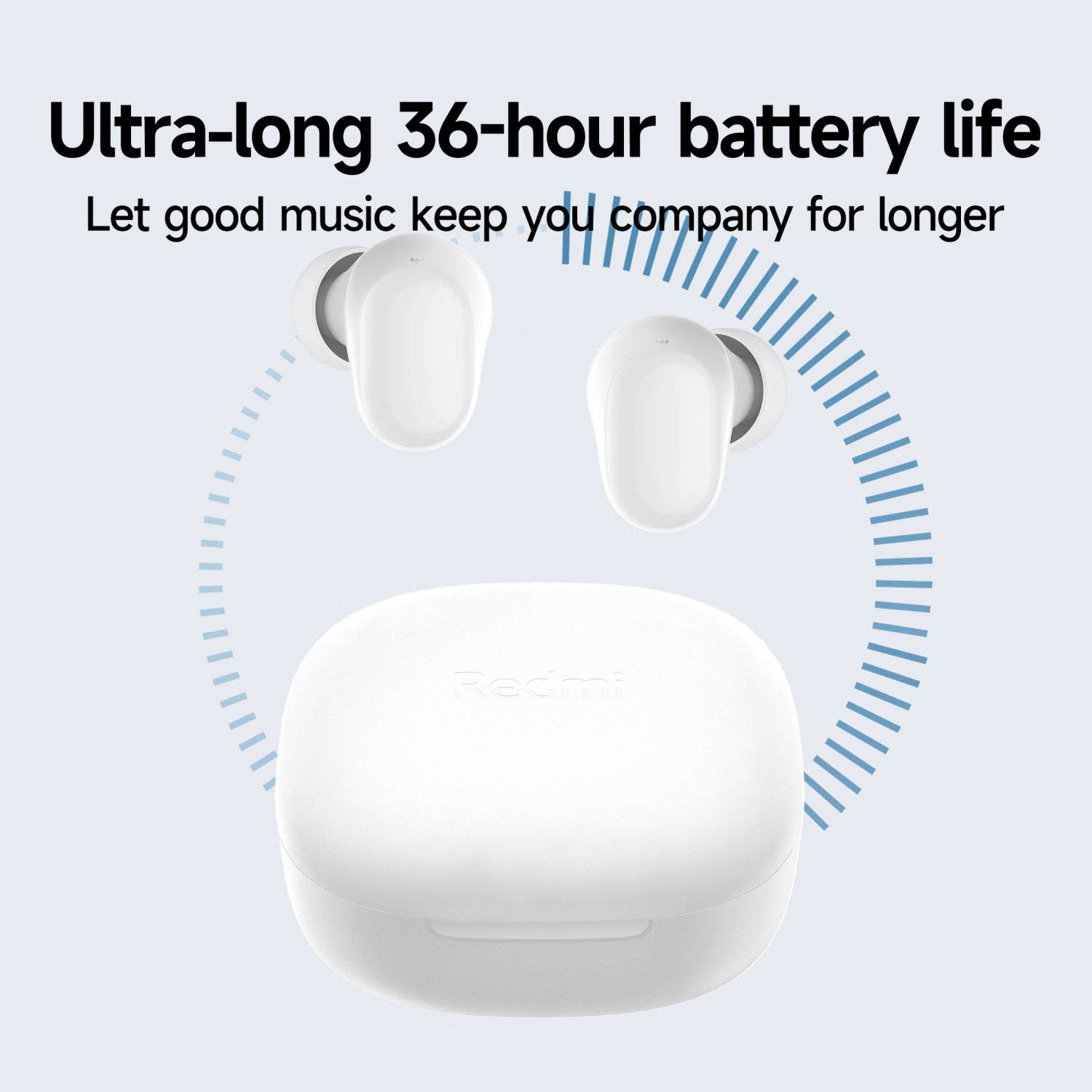 Xiaomi Redmi Buds 6 Play – True Wireless Earbuds with Deep Bass, 36-Hour Battery, IPX4 Water Resistance & Bluetooth 5.4, White