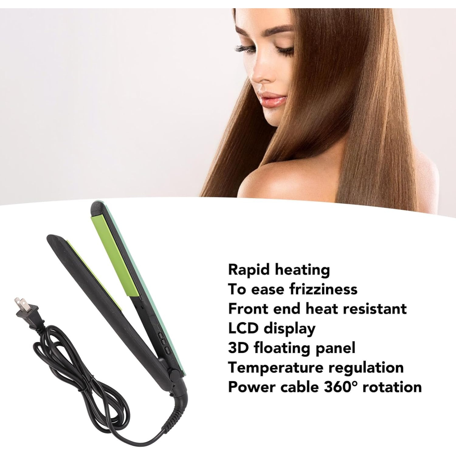 【European plug 110-220v】Dual-purpose hair straightener, wired, front end, heat-resistant, suitable for beauty salon and home use