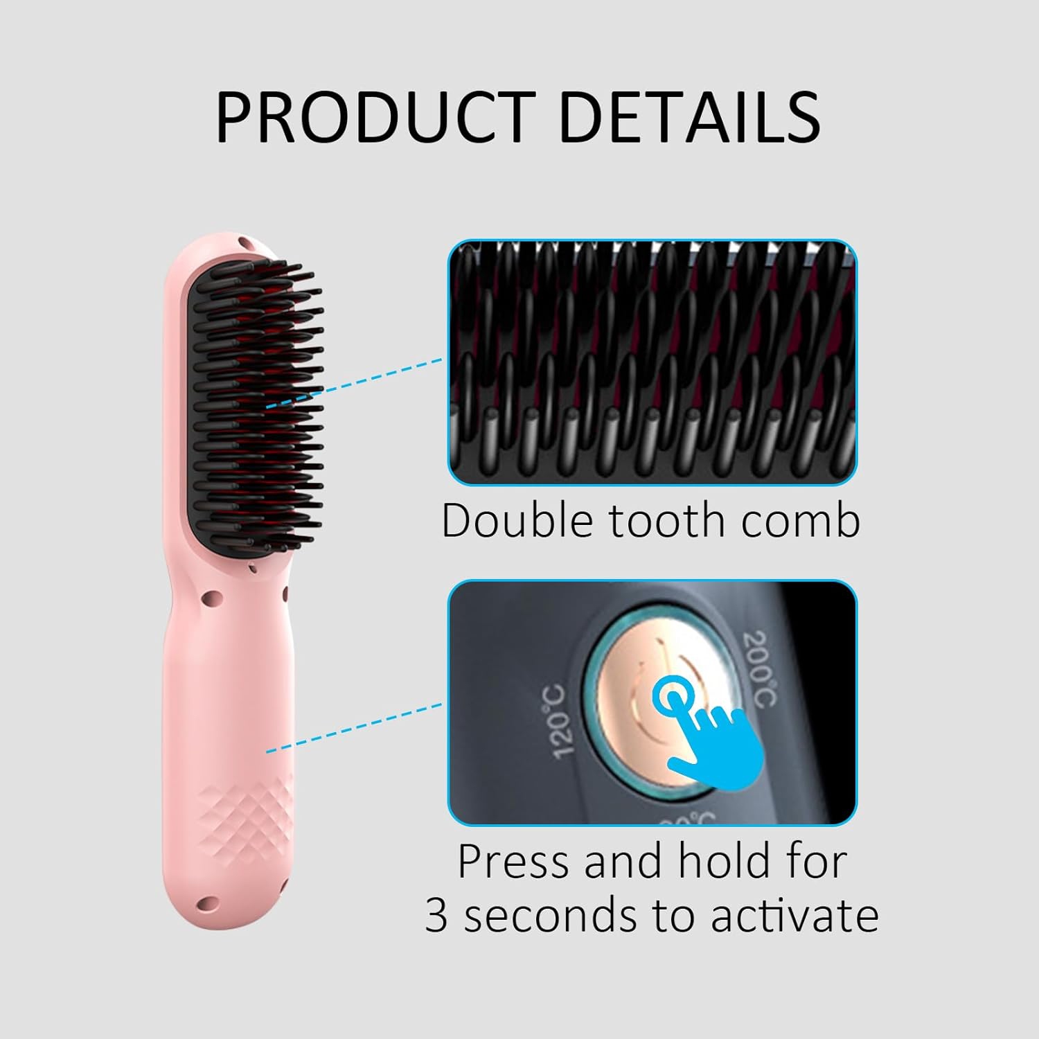 Wireless hair straightener, negative ions, no hair damage, portable mini curling iron, 4-speed USB hair straightener - lightweight, travel-specific