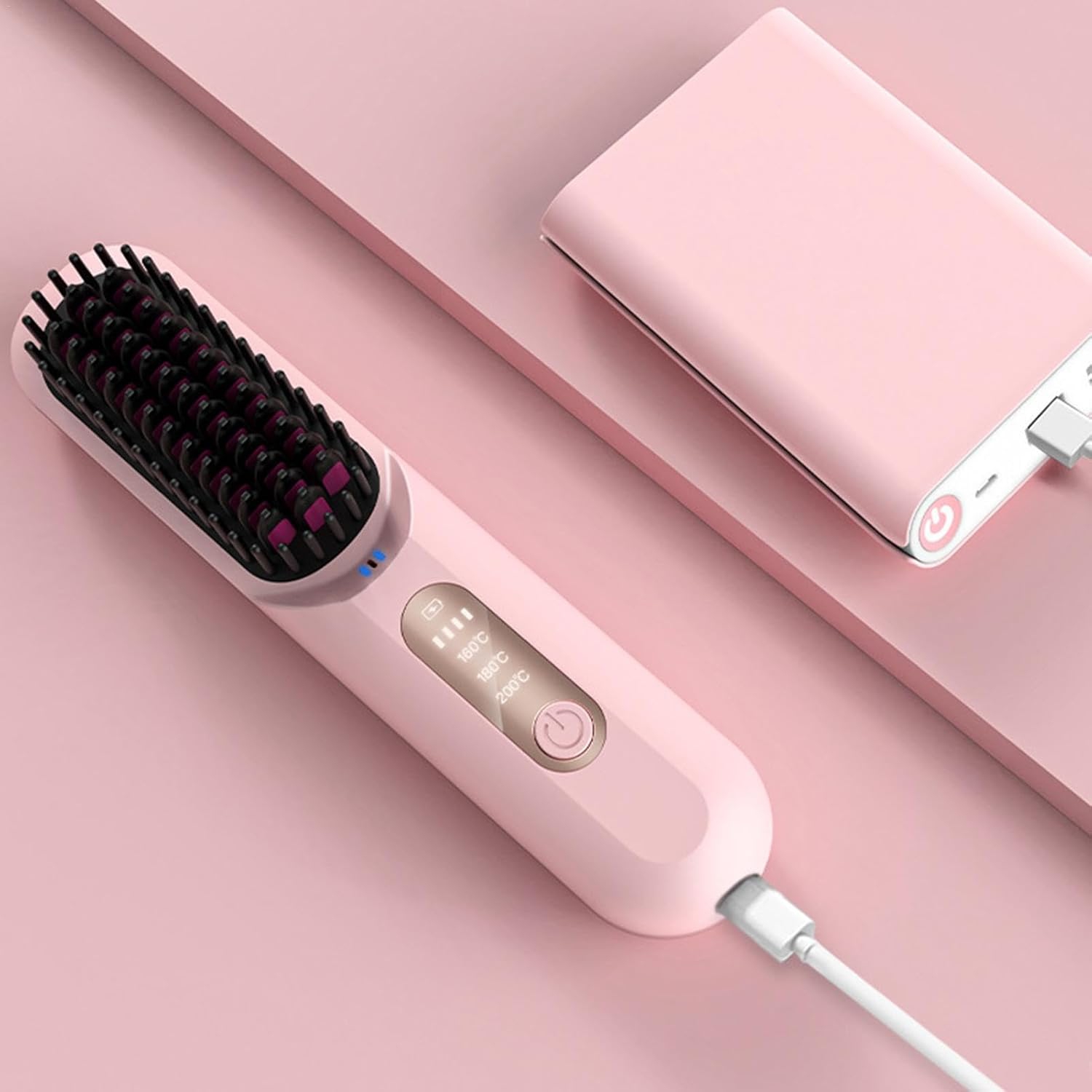 Travel Hairdresser - Cordless Straightening Comb Negative Ion Mini Hair Straightener 、USB Rechargeable, Compact Design, Dual Functions of