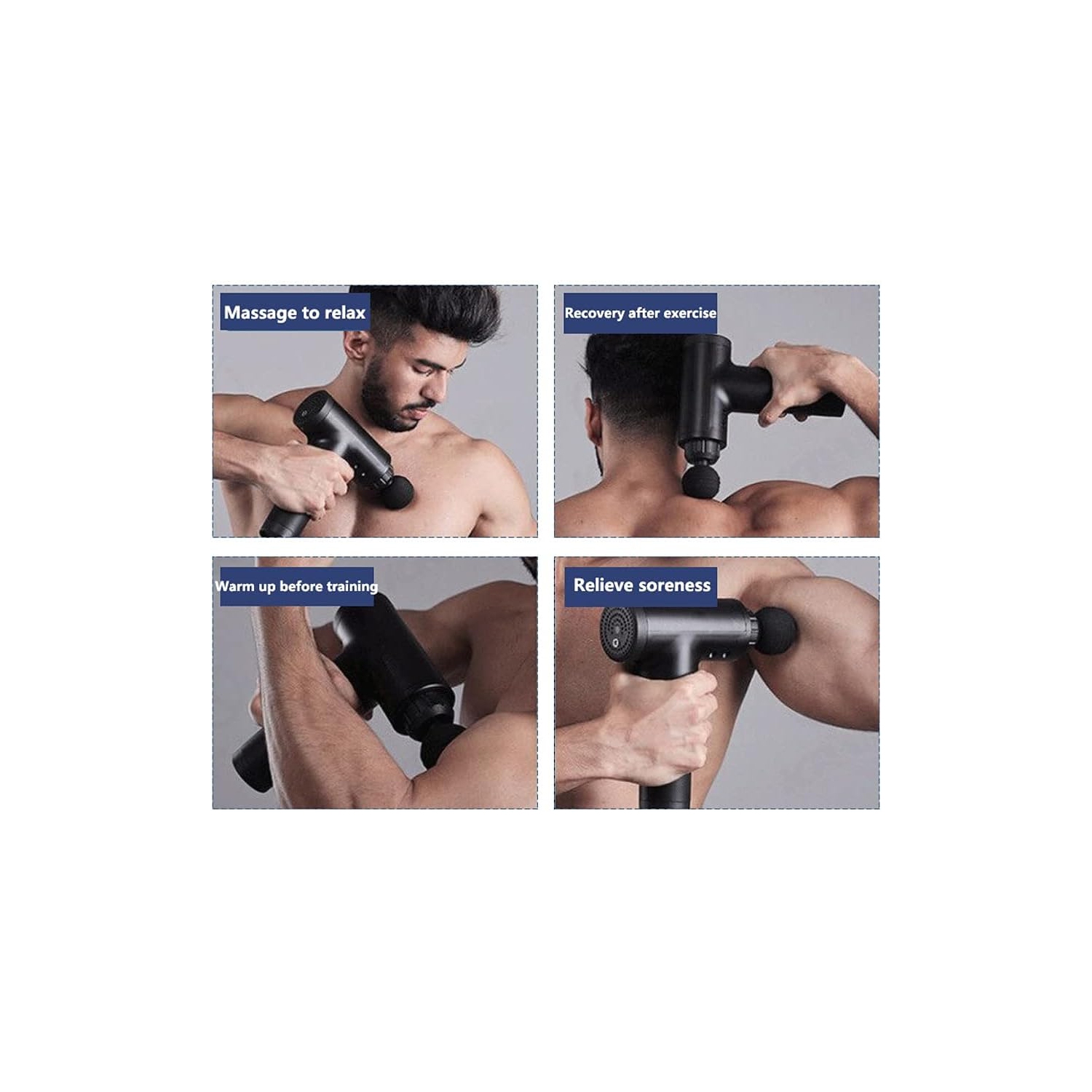 Fascia Gun Deep Muscle Relaxation Massage Gun Fascia Massage Gun for Pain Relief Neck and Back Impact Massager with 6 Levels and 4 Massage Heads