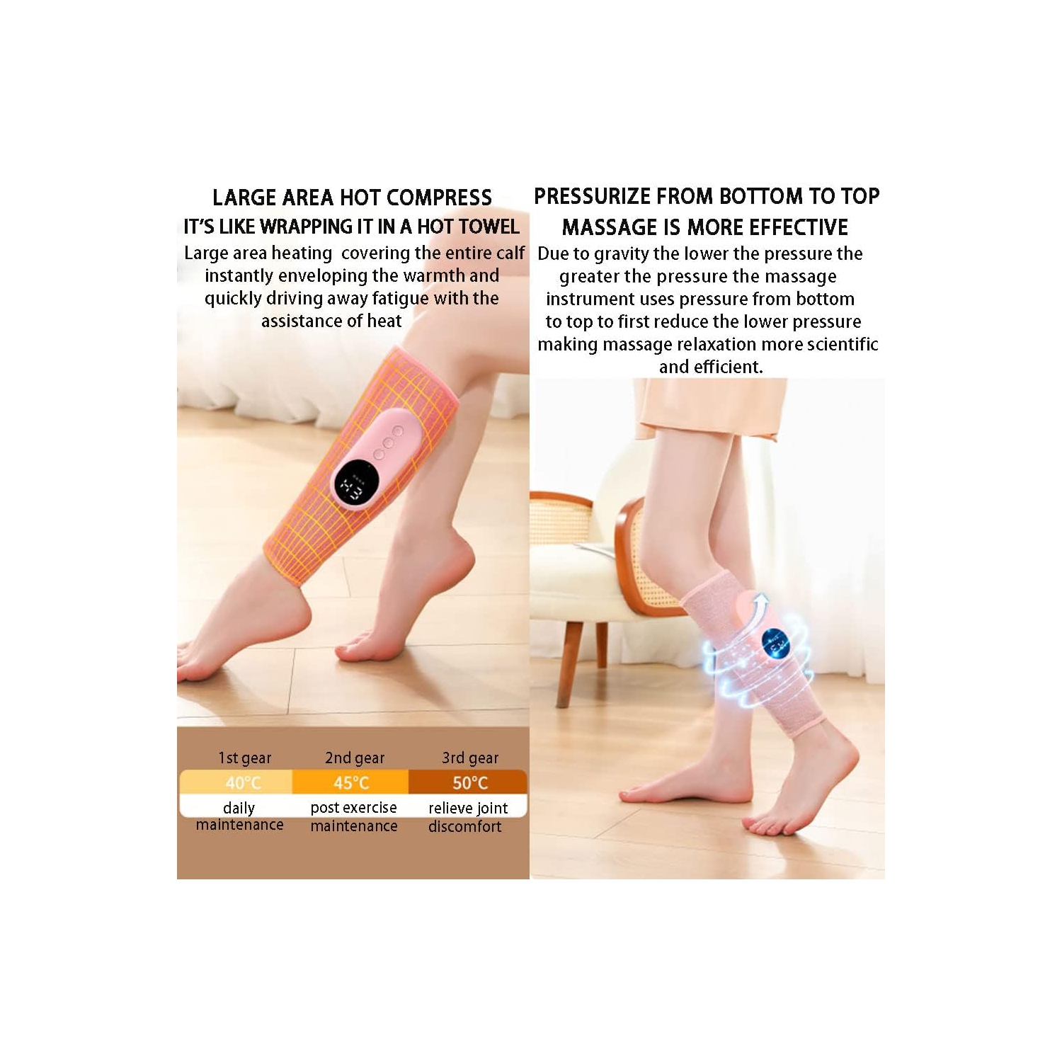 Leg Massager with Heating Automatic Heating Wireless Charging Leg and Foot Massager Leg Massager, Calf Massager Leg Massager with Knee Heating