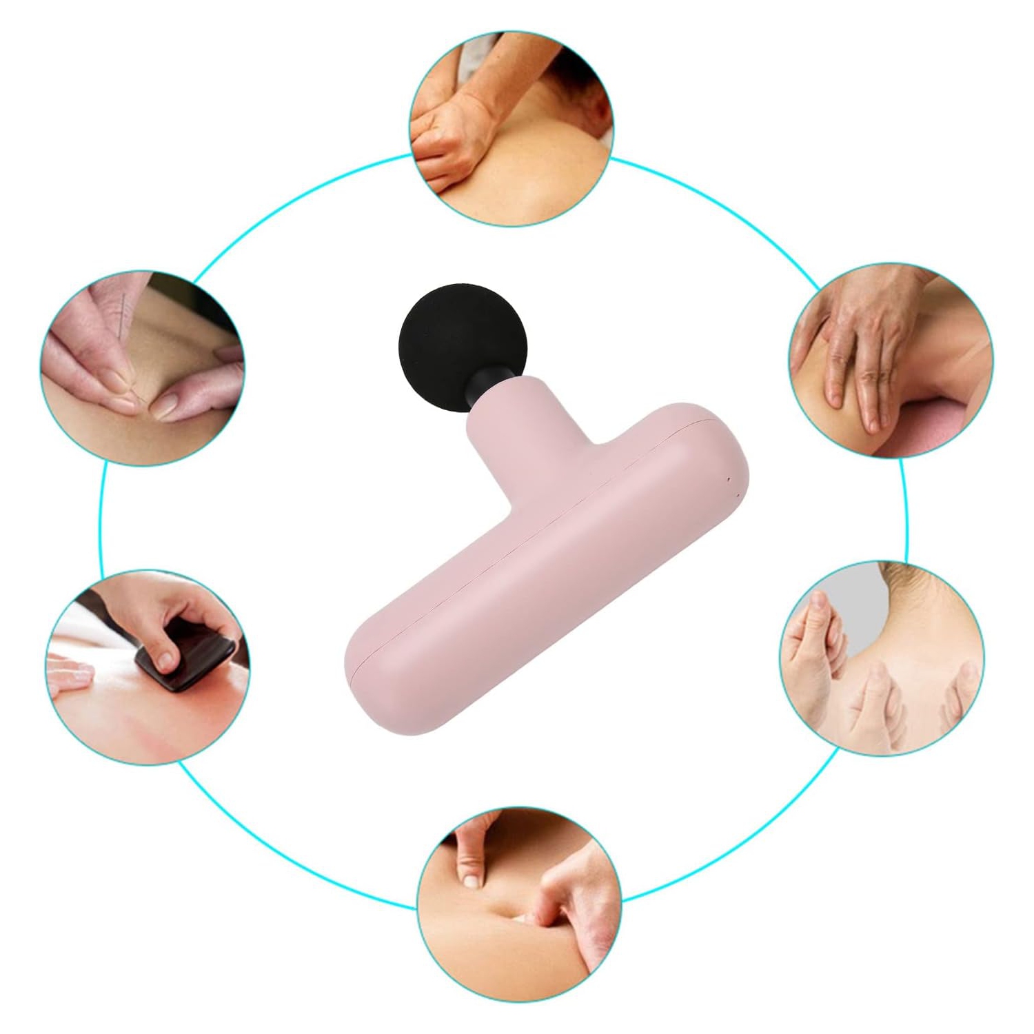 Mini Hand Muscle Massager, Deep Tissue Relaxation Massage Gun with 4 Massage Heads, Portable Small Percussion Muscle Massager——White