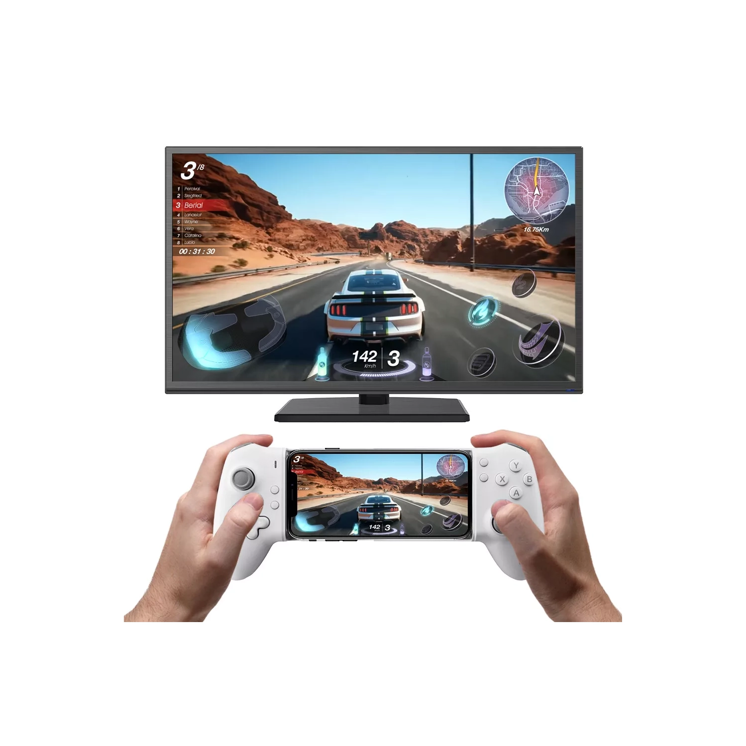 Poignée extensible recto verso S3 Téléphone mobile Tablette Type-C Manette de jeu avec fil Bluetooth