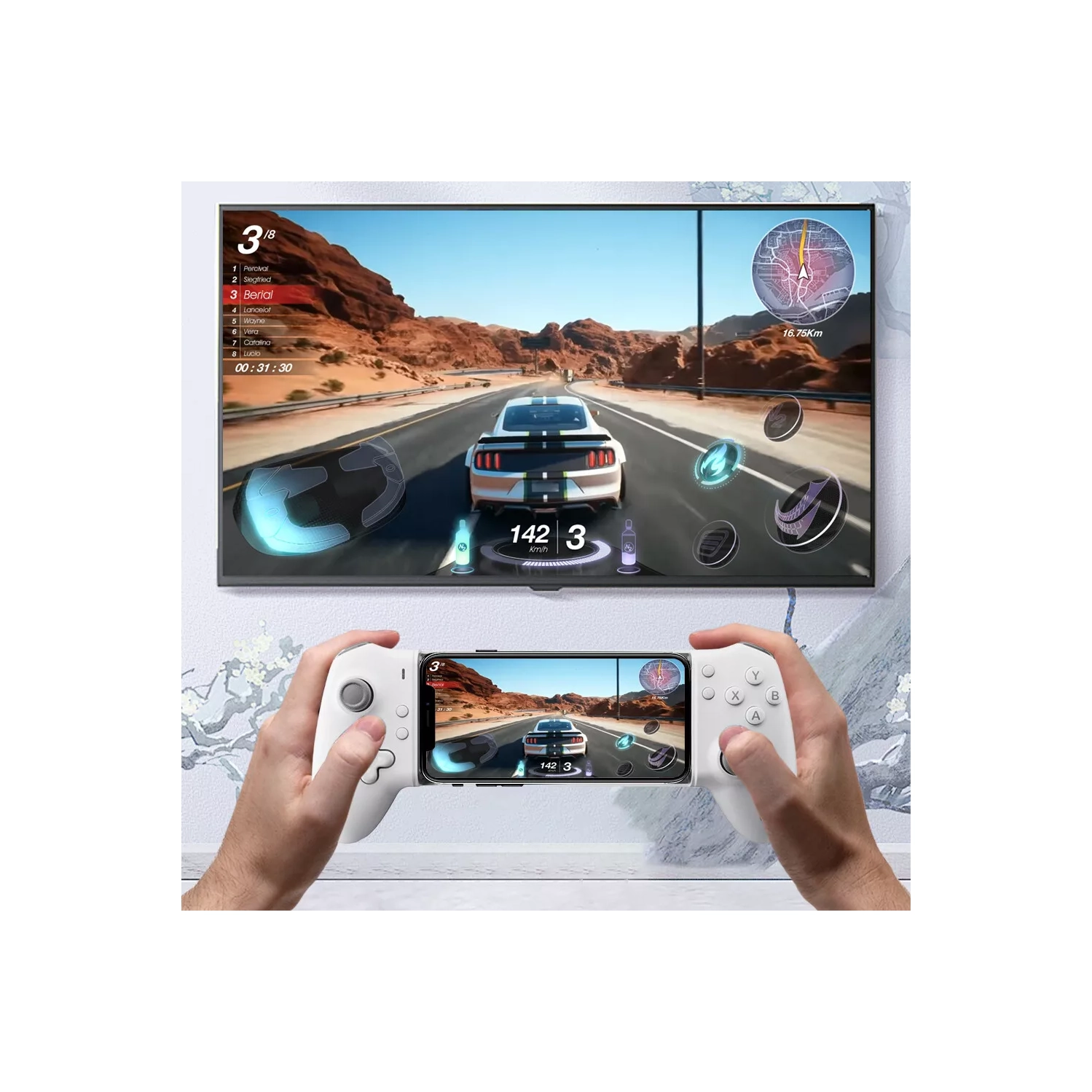 Poignée extensible recto verso S3 Téléphone mobile Tablette Type-C Manette de jeu avec fil Bluetooth