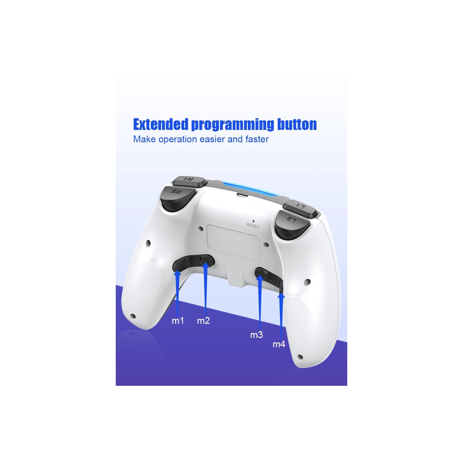 Manette de jeu sans fil avec indicateur de charge - Blanc