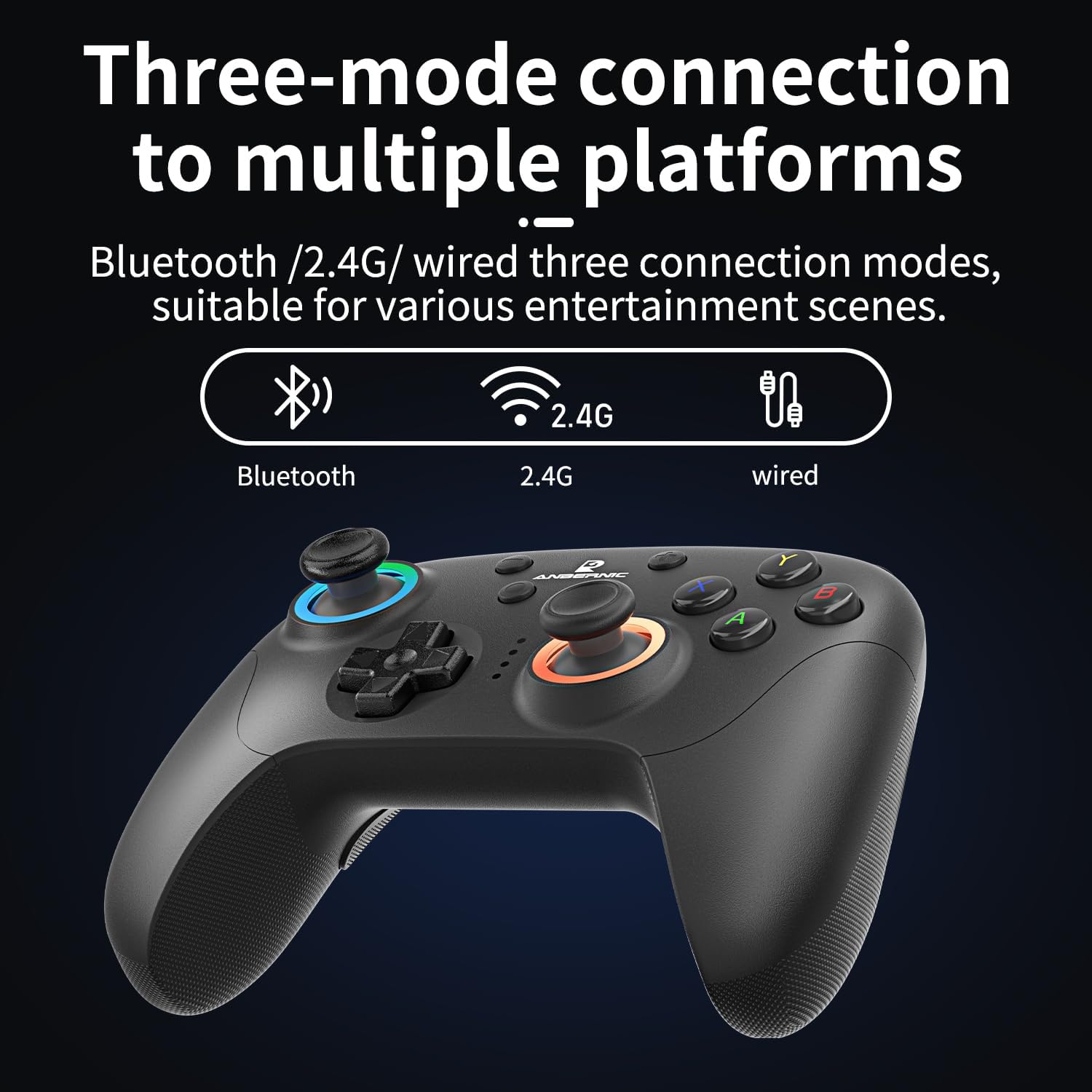 Game Controller Wired Wireless Bluetooth RGB Hall Effect Joystick XBOX Game Controller(black)