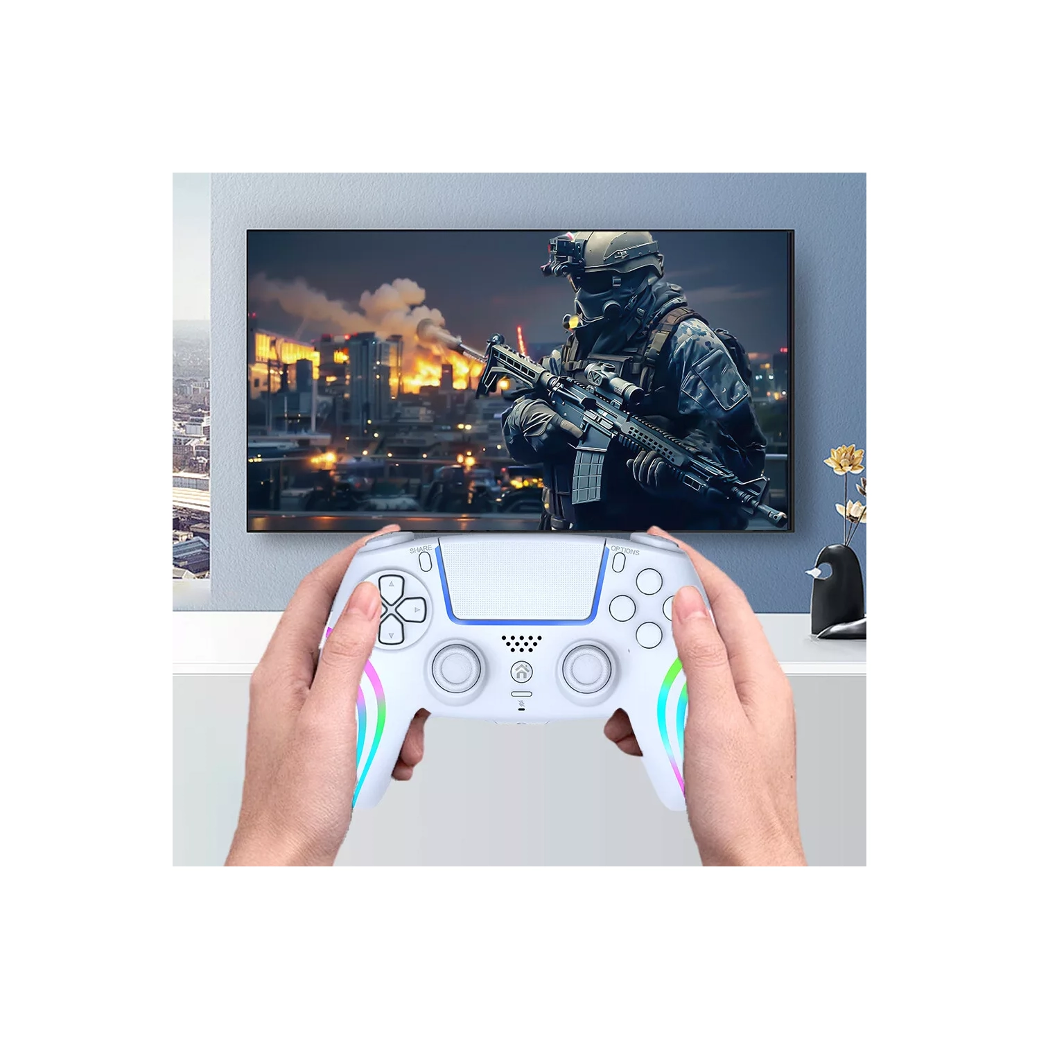 Gyroscope à 6 axes compatible Bluetooth pour manette PS4/PC Windows