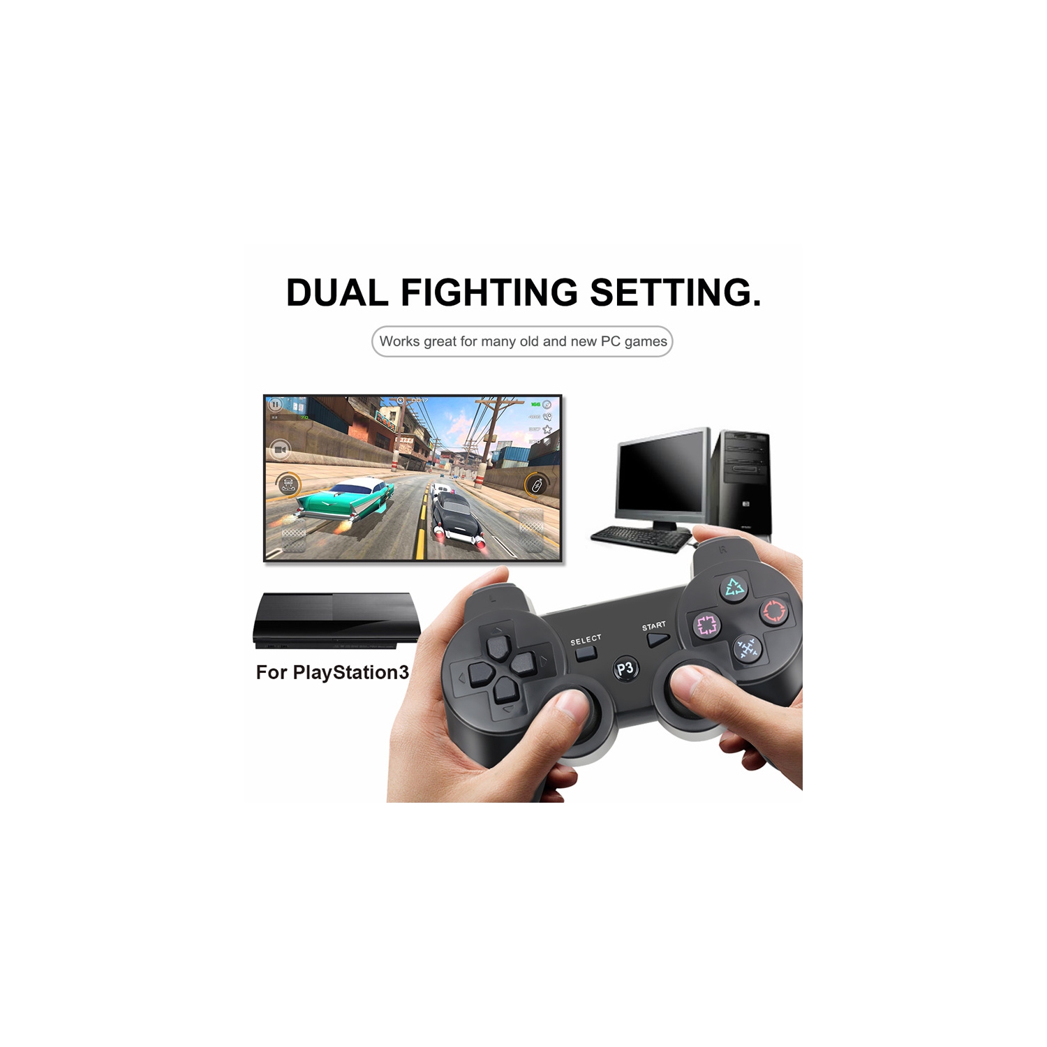 Manette sans fil Bluetooth sans fil Snowflake Key pour PS3