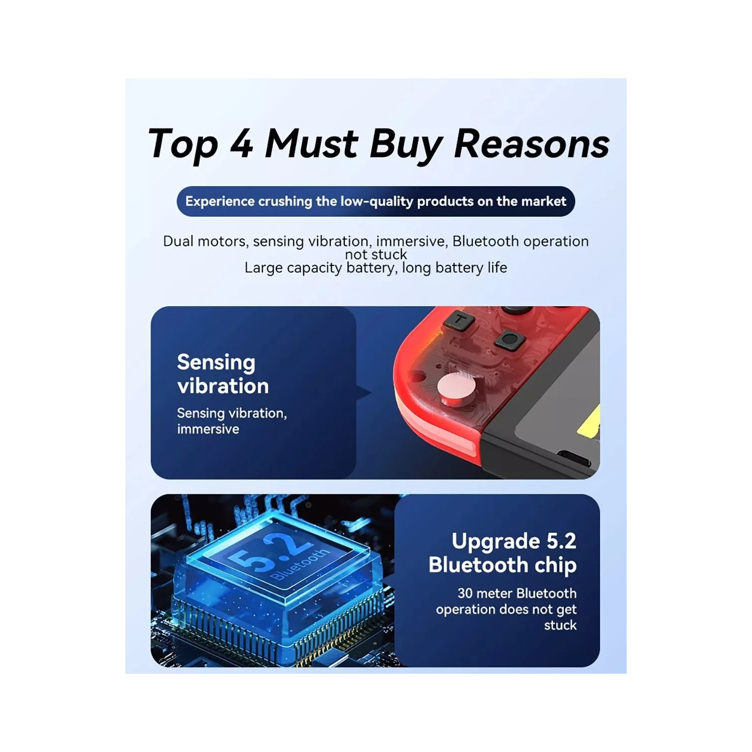 Manette de jeu Effet d'éclairage RVB coloré réveillant 5,2 Bluetooth vibration somatosensory — rose