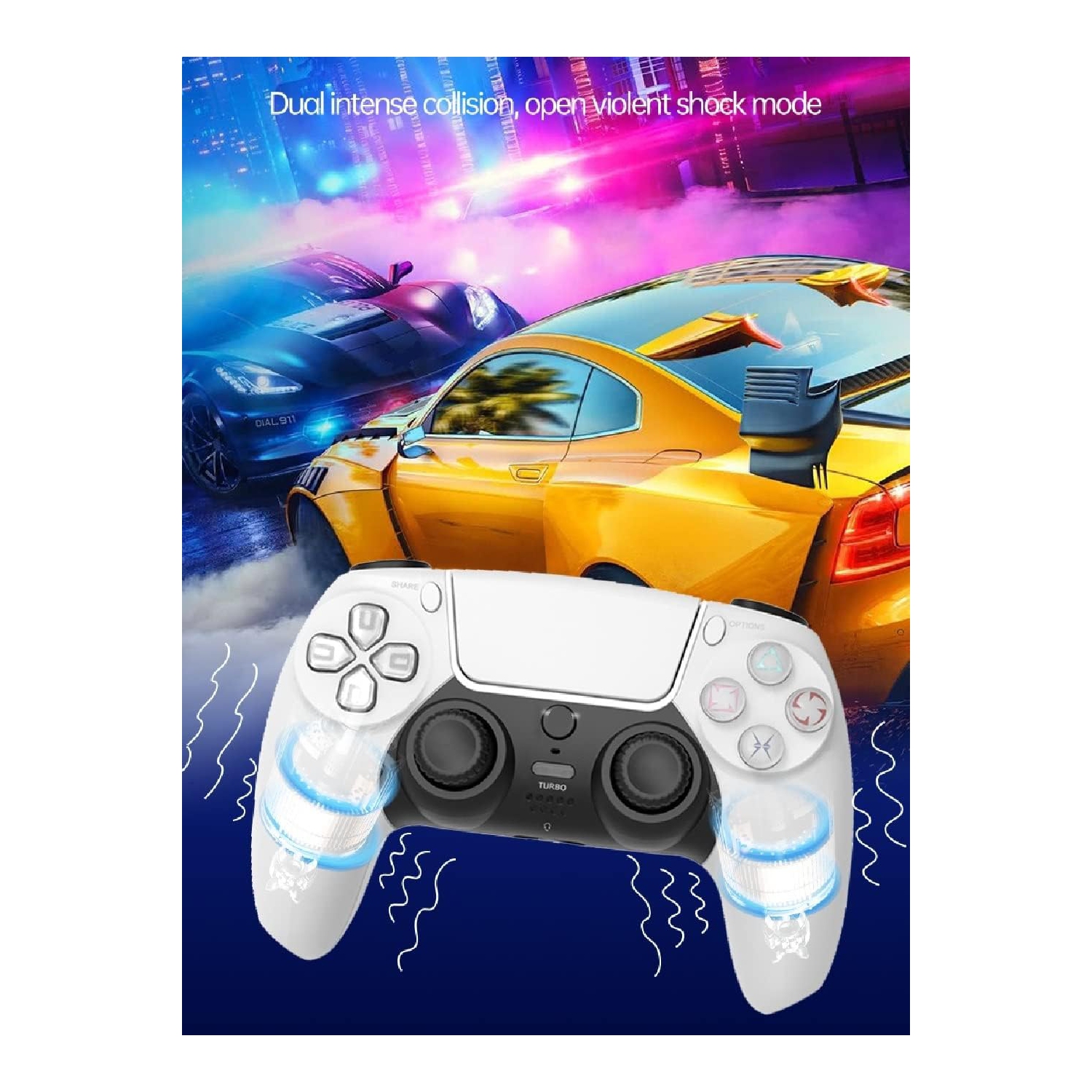 La manette de jeu P4 convient aux ordinateurs Bluetooth manette sans fil vibration manette de jeu PS4——blanc