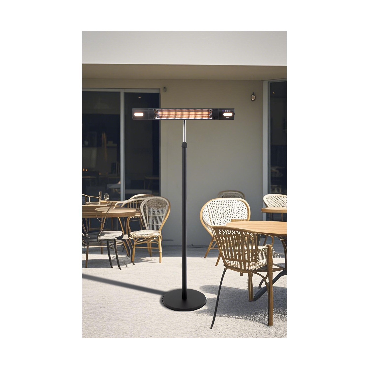 Chaufferette électrique infrarouge pour l'extérieur d'EnerG+ - Autonome avec LED et télécommande