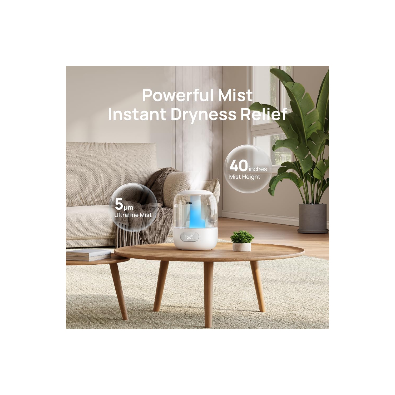 Dreo Ultrasonic Humidifier with Oil Diffuser, 3L Tank, Night Light, 30-Hour Runtime - Cool Mist for Bedroom, Nursery, and Home