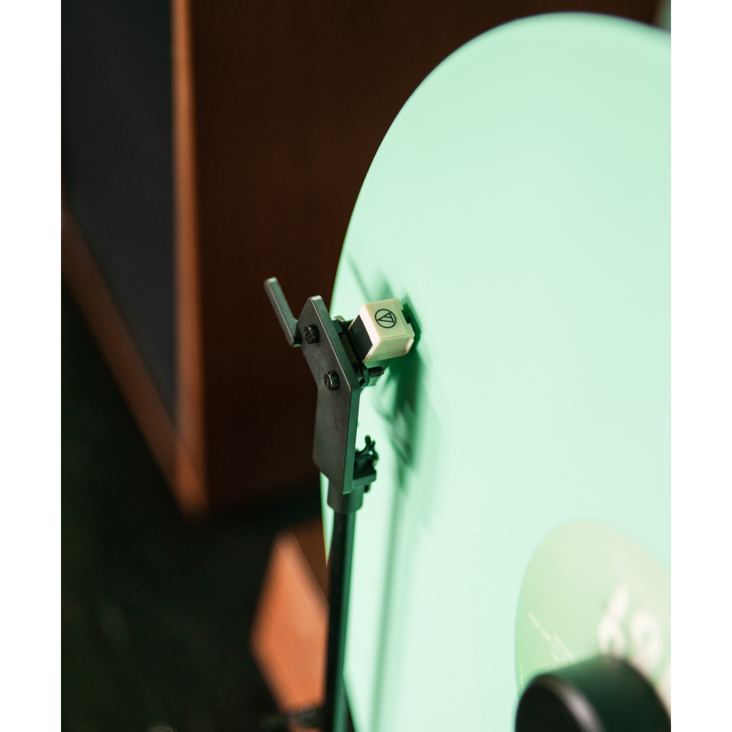 Fuse GLD Vertical Vinyl Record Player with Gold Trim, External Speakers, Audio Technica Needle, and Bluetooth In/Out