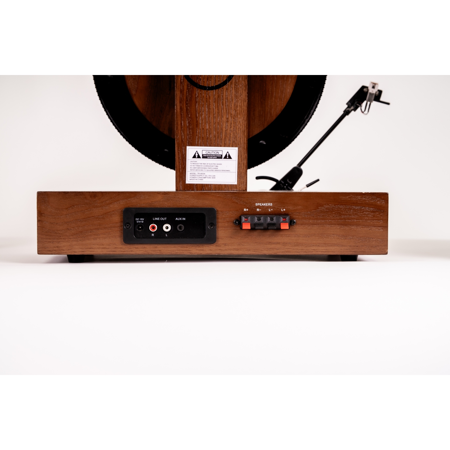 Fuse GLD Vertical Vinyl Record Player with Black Trim, External Speakers, Audio Technica Needle, and Bluetooth In/Out