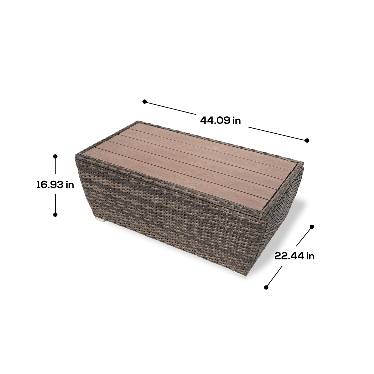 Ensemble de 5 places avec divan et divan d'extérieur en osier brun et table de Deko Living