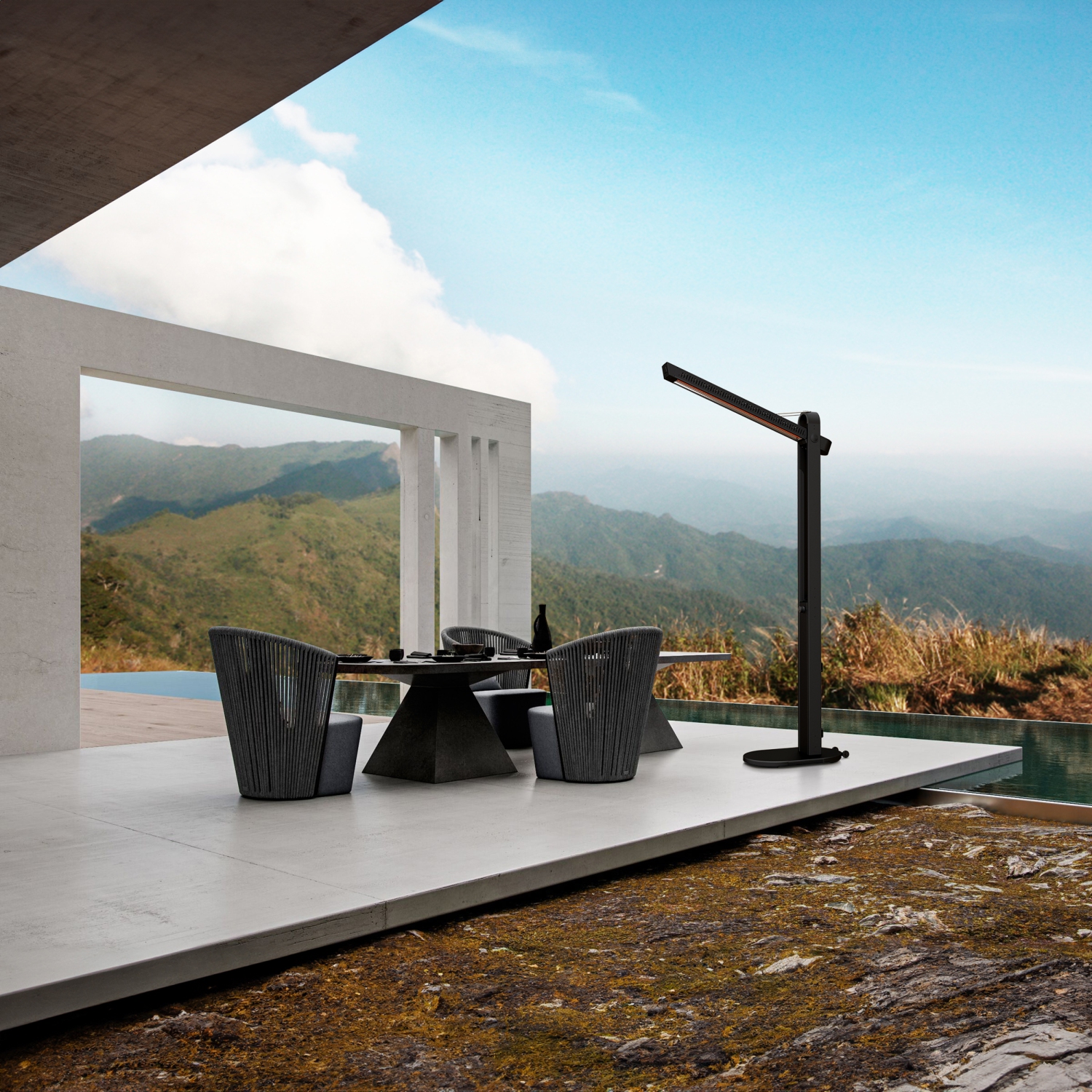 Radiateur vertical à angle réglable à infrarouges 1500 W de Deko Living avec tube en fibre de carbone