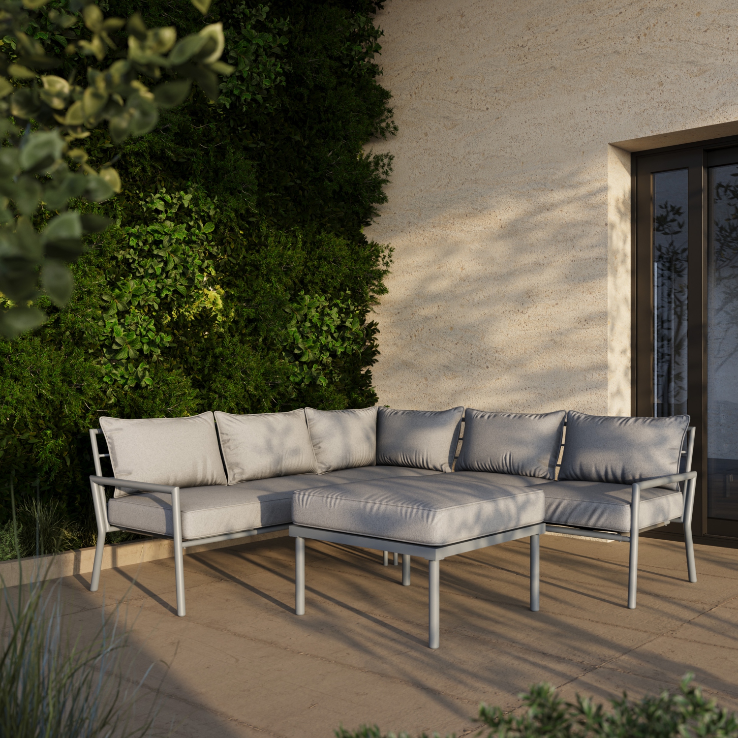 Deko Living 5 Place Seating Outdoor Gray Sofa and Ottoman Set