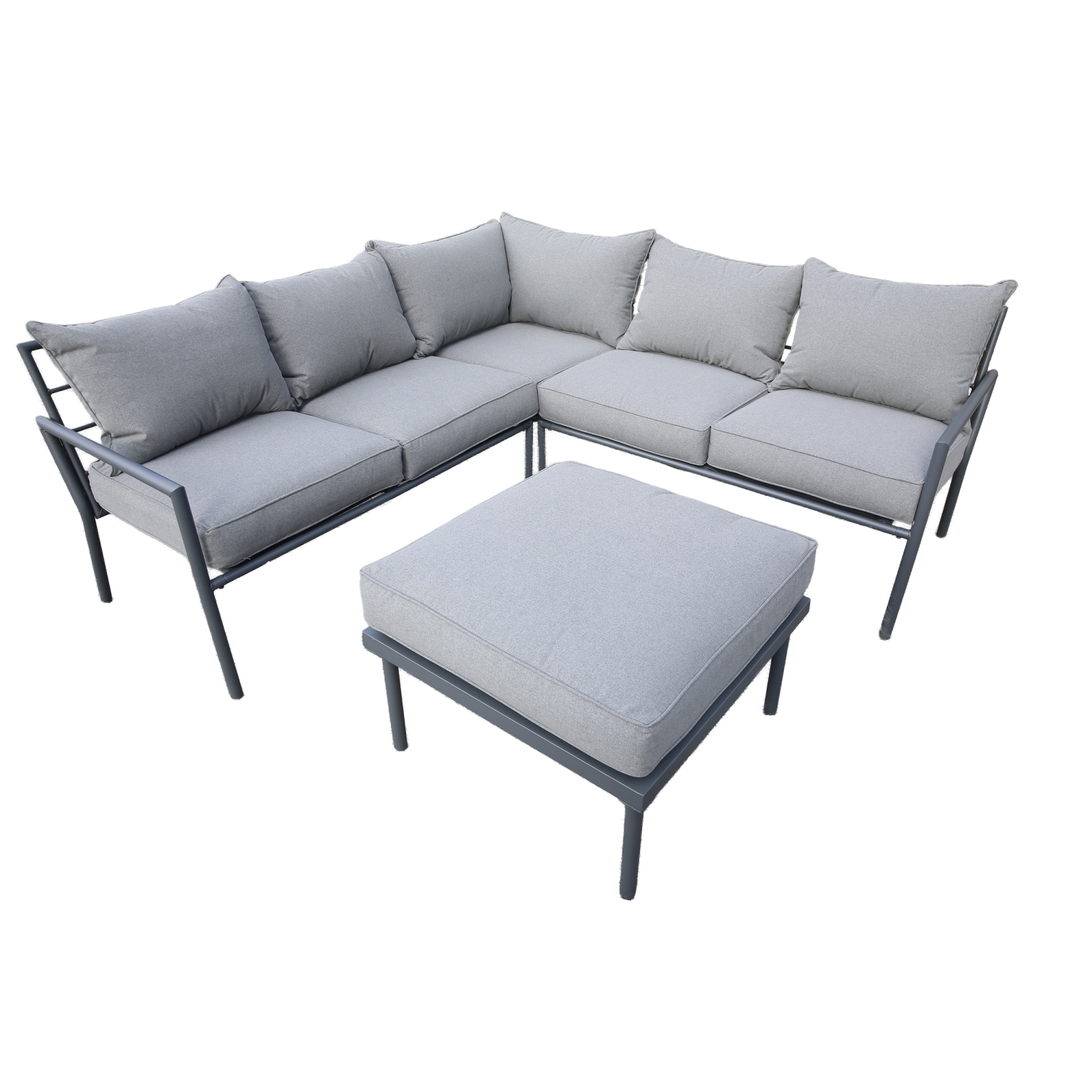 Deko Living 5 Place Seating Outdoor Gray Sofa and Ottoman Set