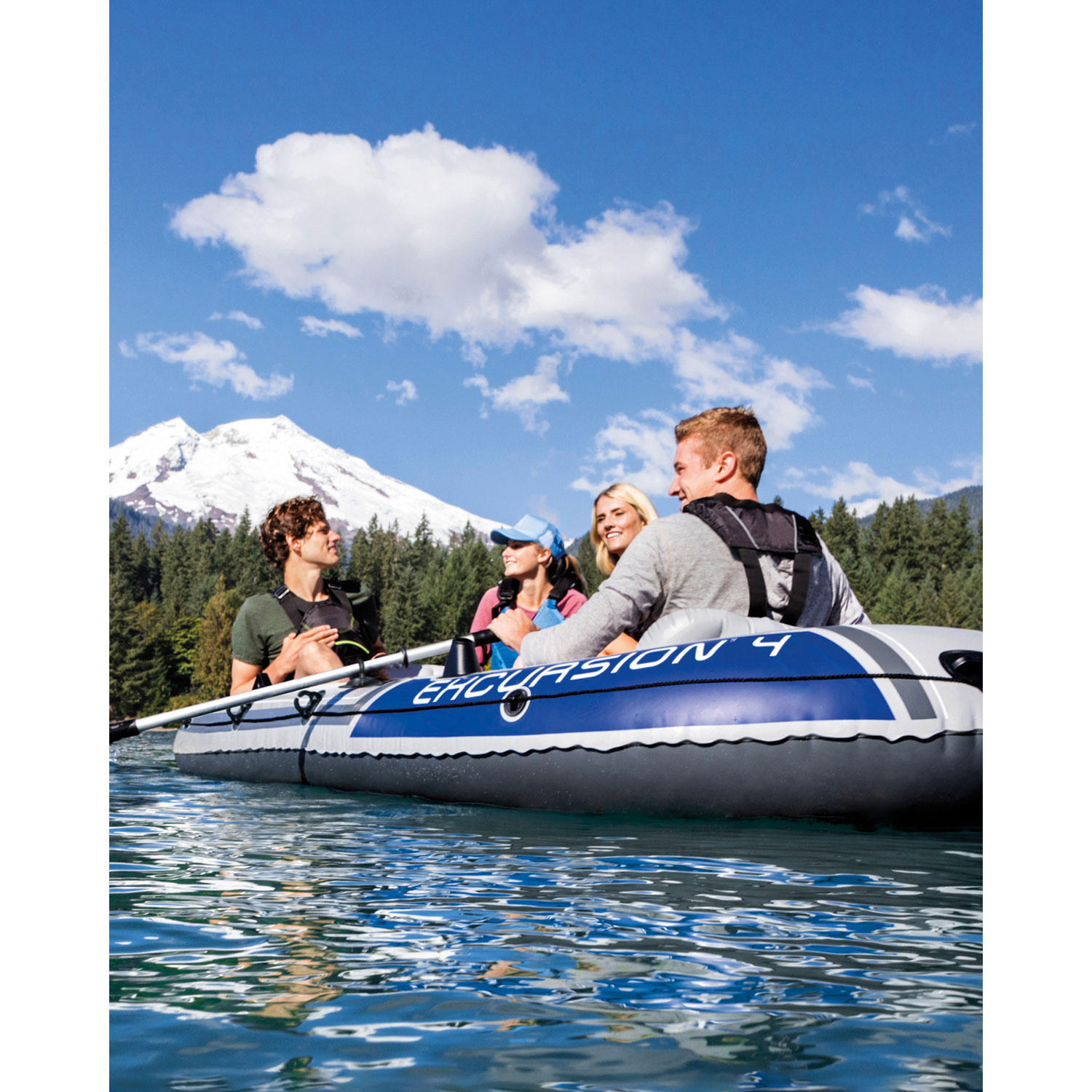 Intex Excursion 10Ft. 4-Person Inflatable Boat with Oars - Blue
