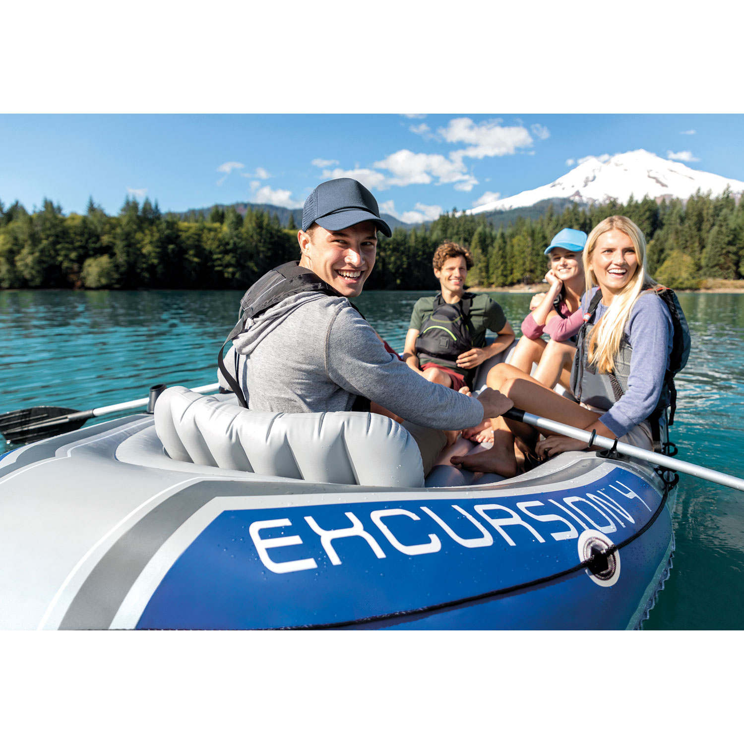 Intex Excursion 10Ft. 4-Person Inflatable Boat with Oars - Blue
