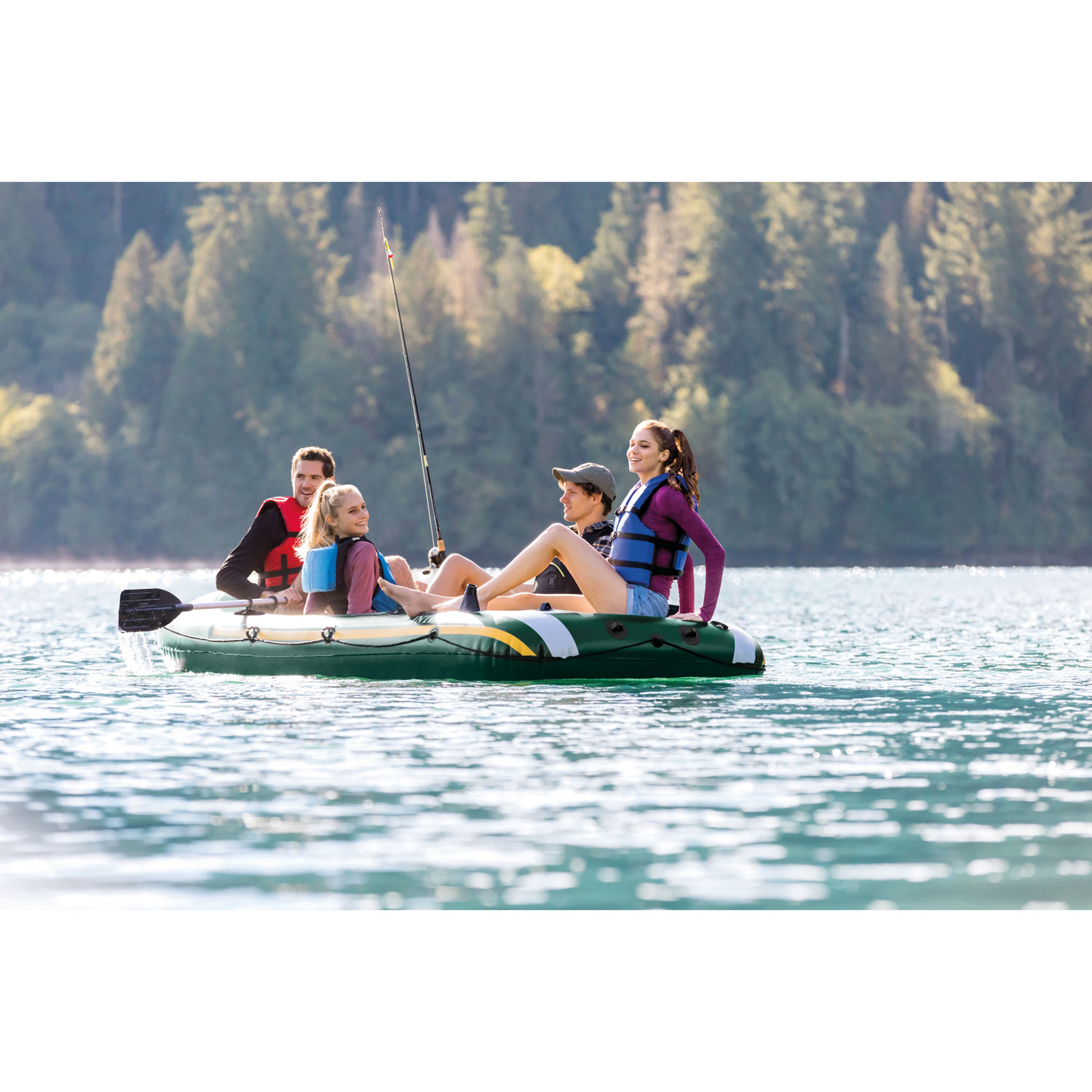 Bateau gonflable pour 4 personnes de 11,5 pi avec rames Seahawk d'Intex - Vert