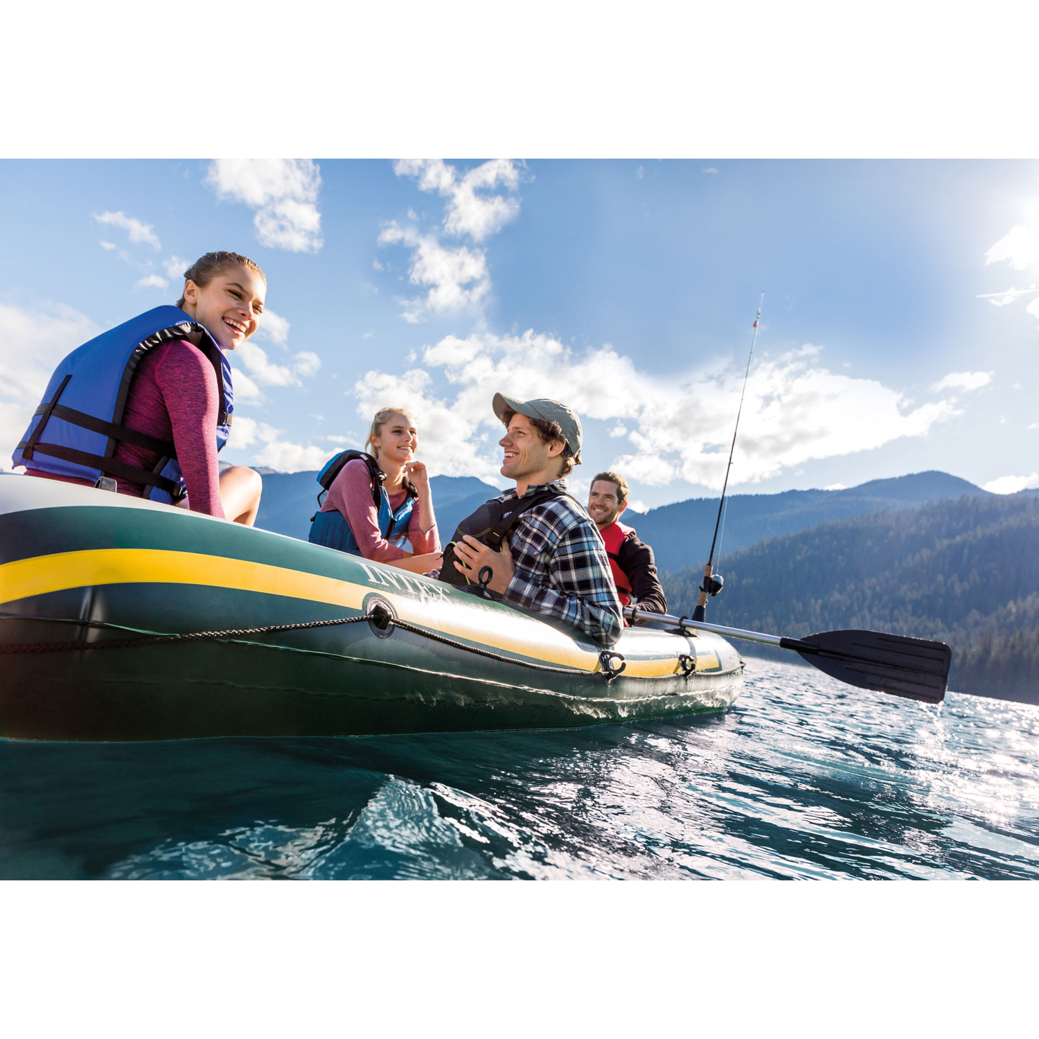 Bateau gonflable pour 4 personnes de 11,5 pi avec rames Seahawk d'Intex - Vert