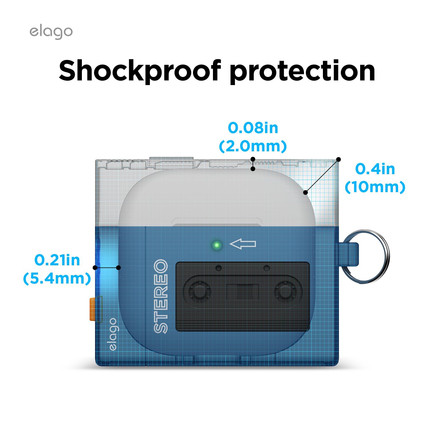 elago Cassette Player Hang Case Compatible with AirPods 4 Case - Supports Wireless Charging, Shock Resistant, Full Protection, Headphone Accessories,