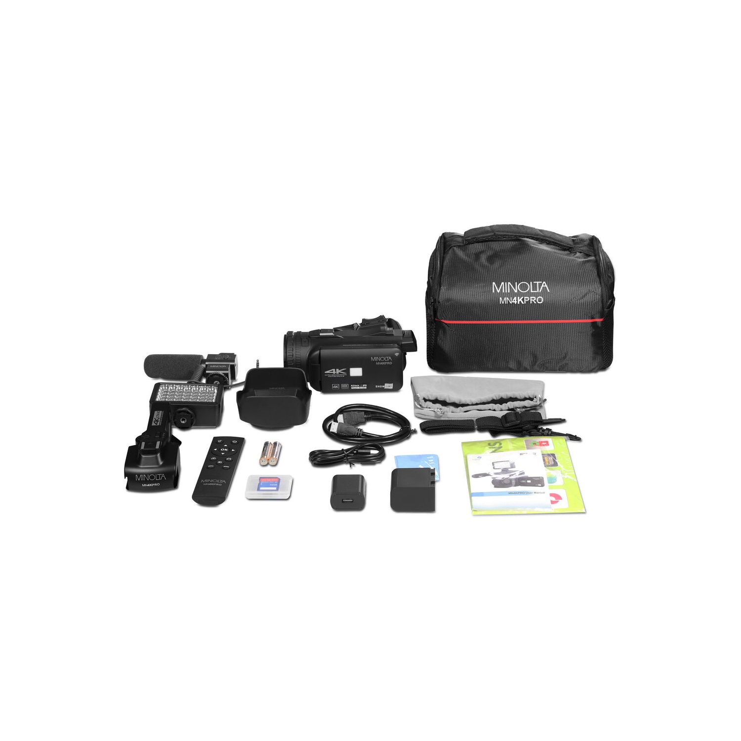 Ensemble avec caméscope MN4KPRO UHD 4K60 de Minolta, carte mémoire SDHC/SDXC UHS-I de 128 Go