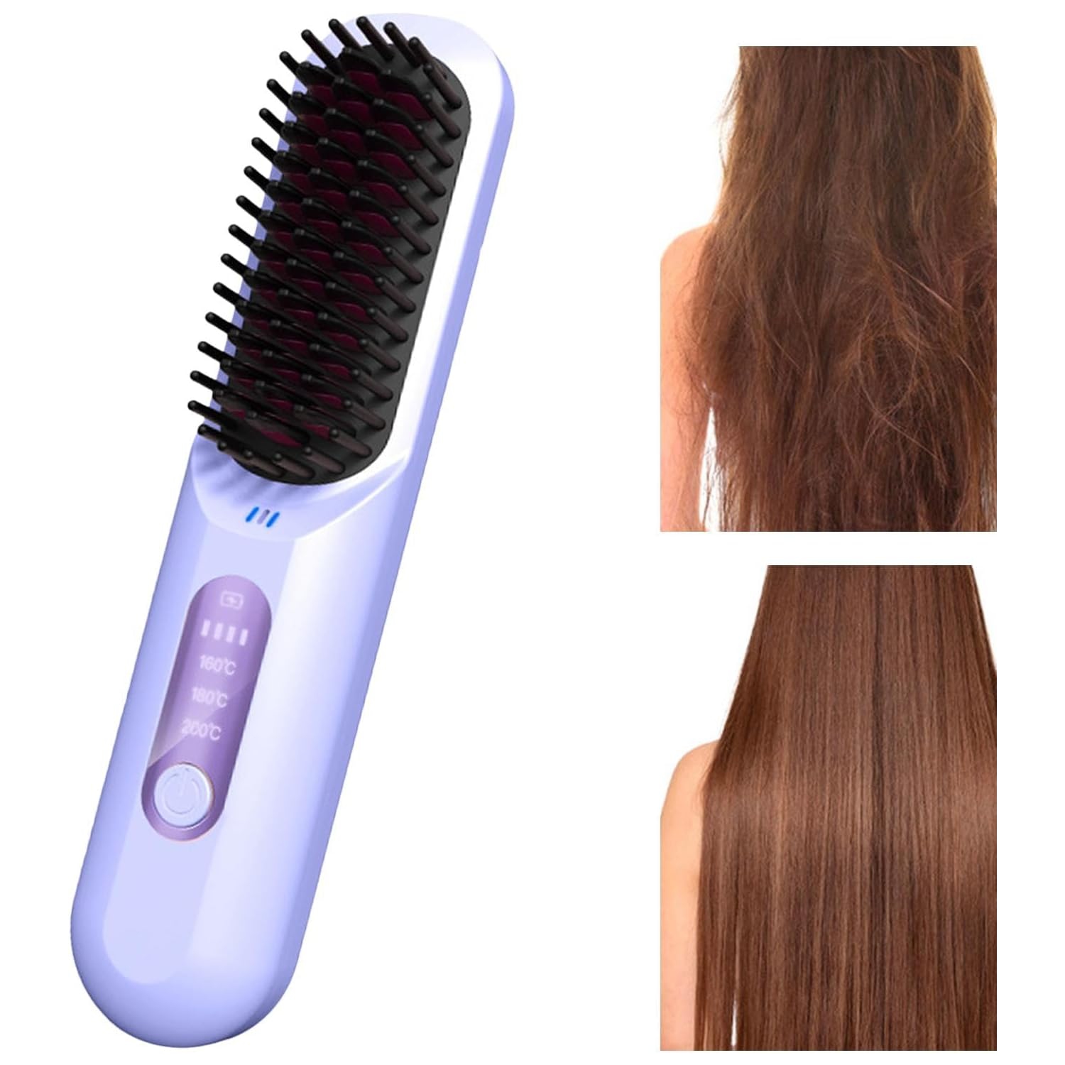 2-in-1 USB Hair Straightener and Curler - Portable, Fast Heating, Adjustable Temperature, Lightweight, Anti-Frizz