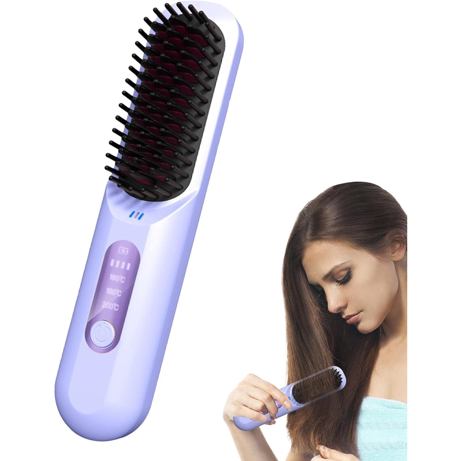 2-in-1 USB Hair Straightener and Curler - Portable, Fast Heating, Adjustable Temperature, Lightweight, Anti-Frizz