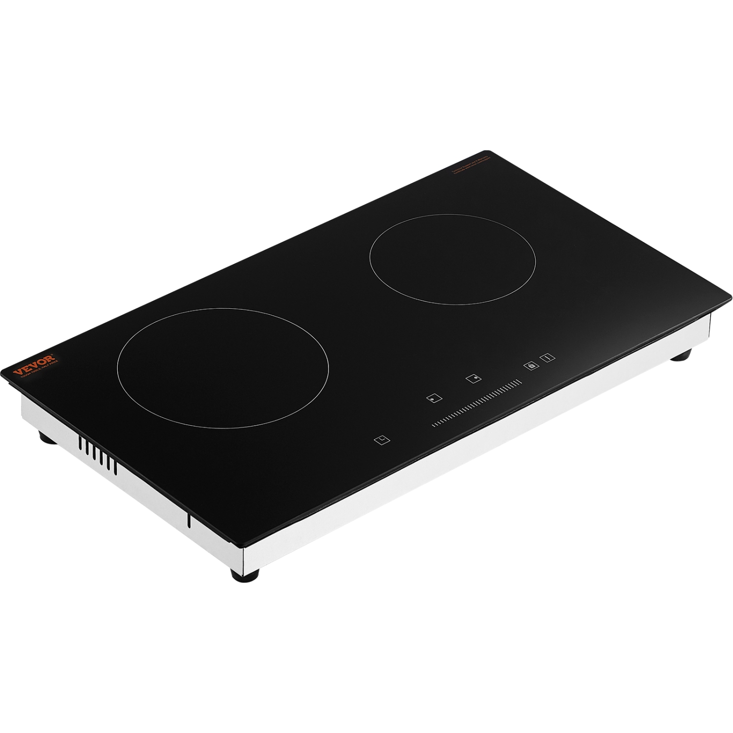 VEVOR 24 inch Electric Cooktop, 2 Burners Built-in Electric Stove Top, 1800W Ceramic Top Radiant Cooktop with Glass Panel, Touch Control, Timer,