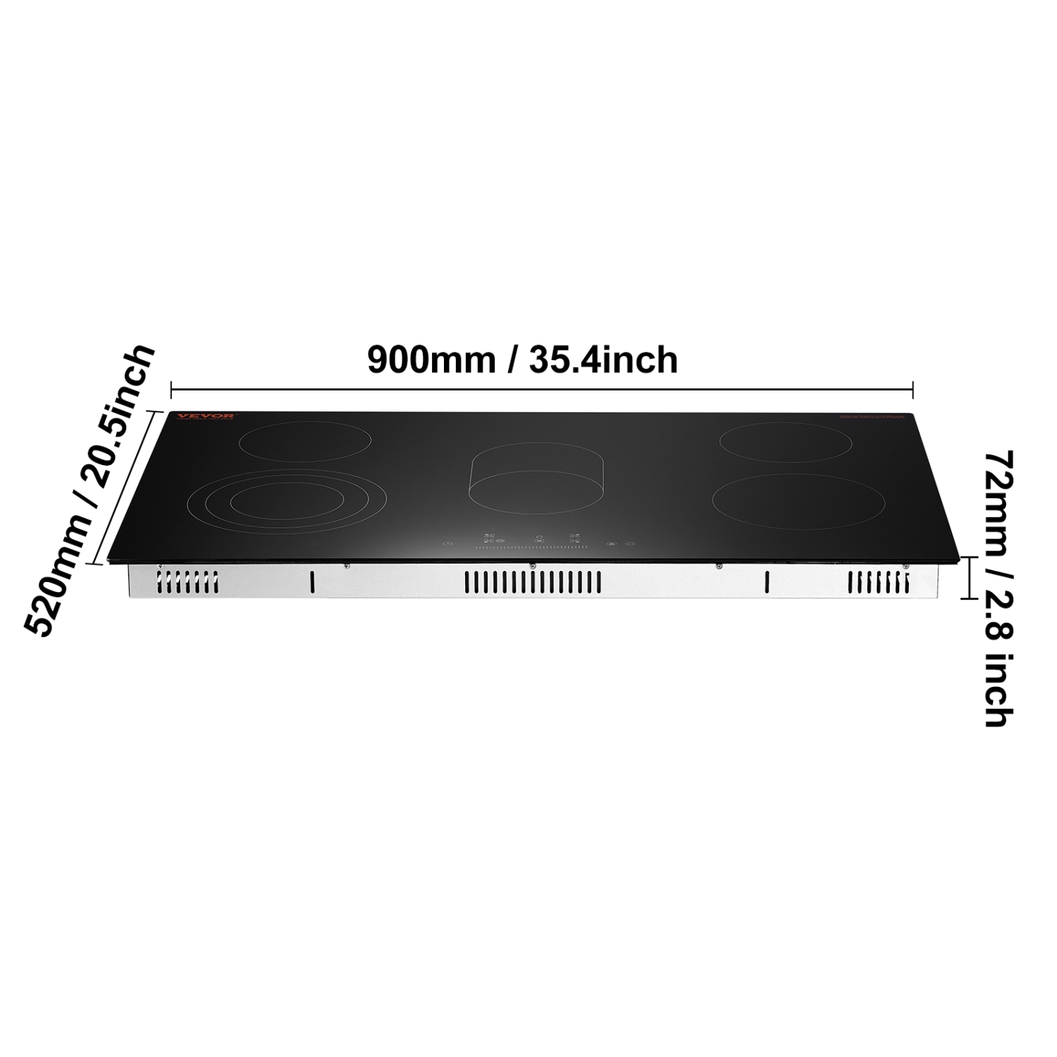 VEVOR 36 inch Electric Cooktop, 5 Burners Built-in Electric Stove Top, 8600W Ceramic Top Radiant Cooktop with Glass Panel, Touch Control, Timer,