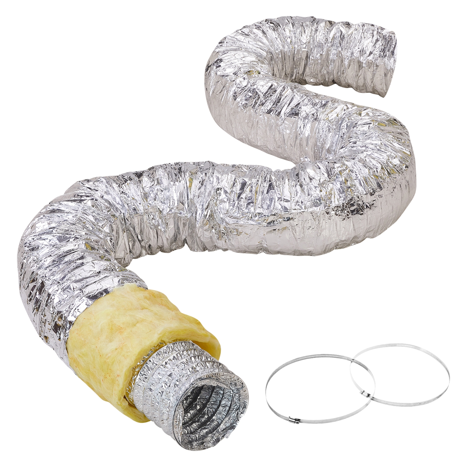 VEVOR 5'' Dryer Vent Hose, Insulated Flexible Duct 25FT Long with 2 Duct Clamps, Heavy-Duty Three Layer Protection for HVAC Heating Cooling , R-4.2
