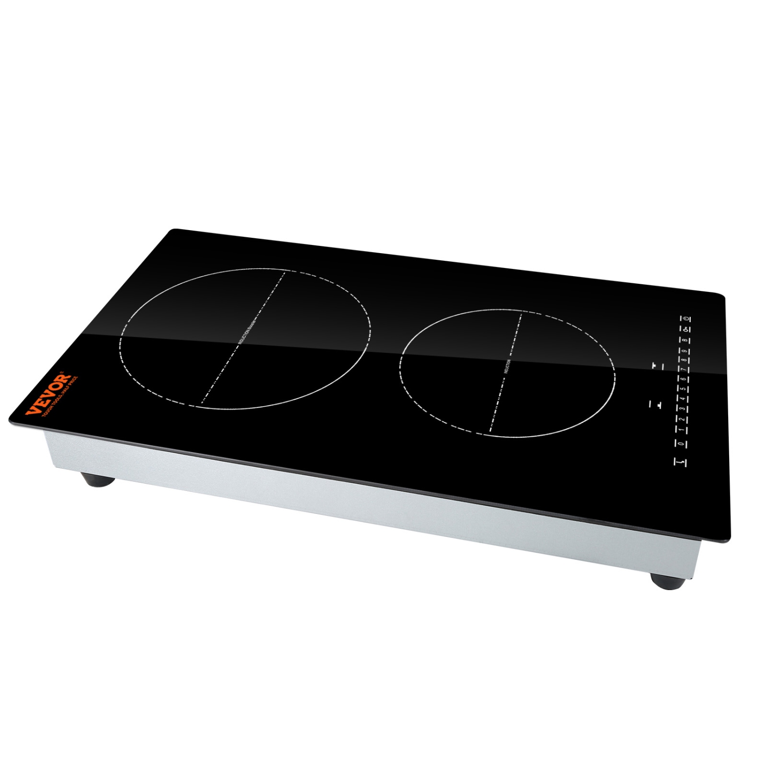 VEVOR 12'' Electric Cooktop,2 Burners,Induction Stove Top,Built-in Magnetic Cooktop 3000W, 9 Heating Level Multifunctional Burner, LED Touch Screen