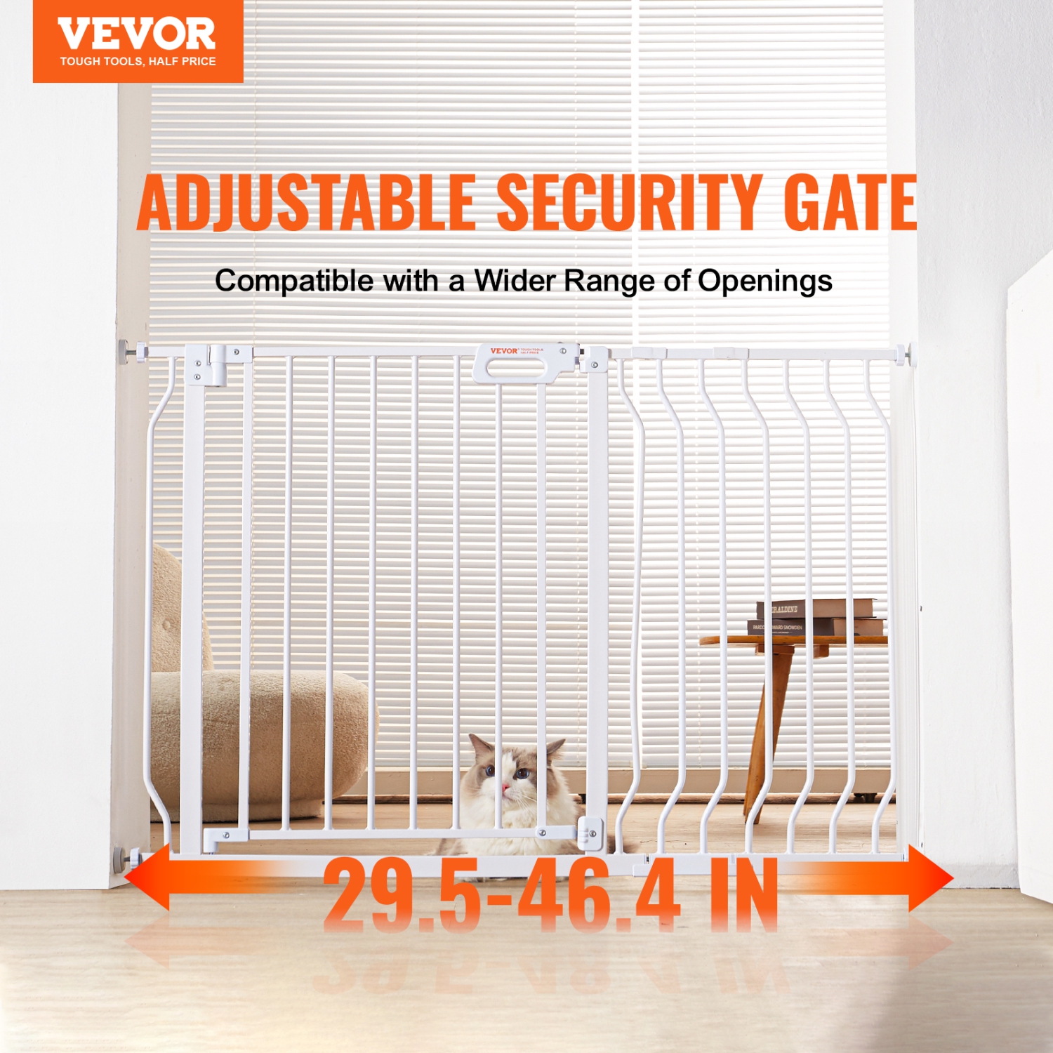 VEVOR 29.5"-46.4" Baby Gate, 30" High, Dog Gate for Stairs Doorways and House, Easy Step Walk Thru Auto Close Child Gate Pet Security Gate with