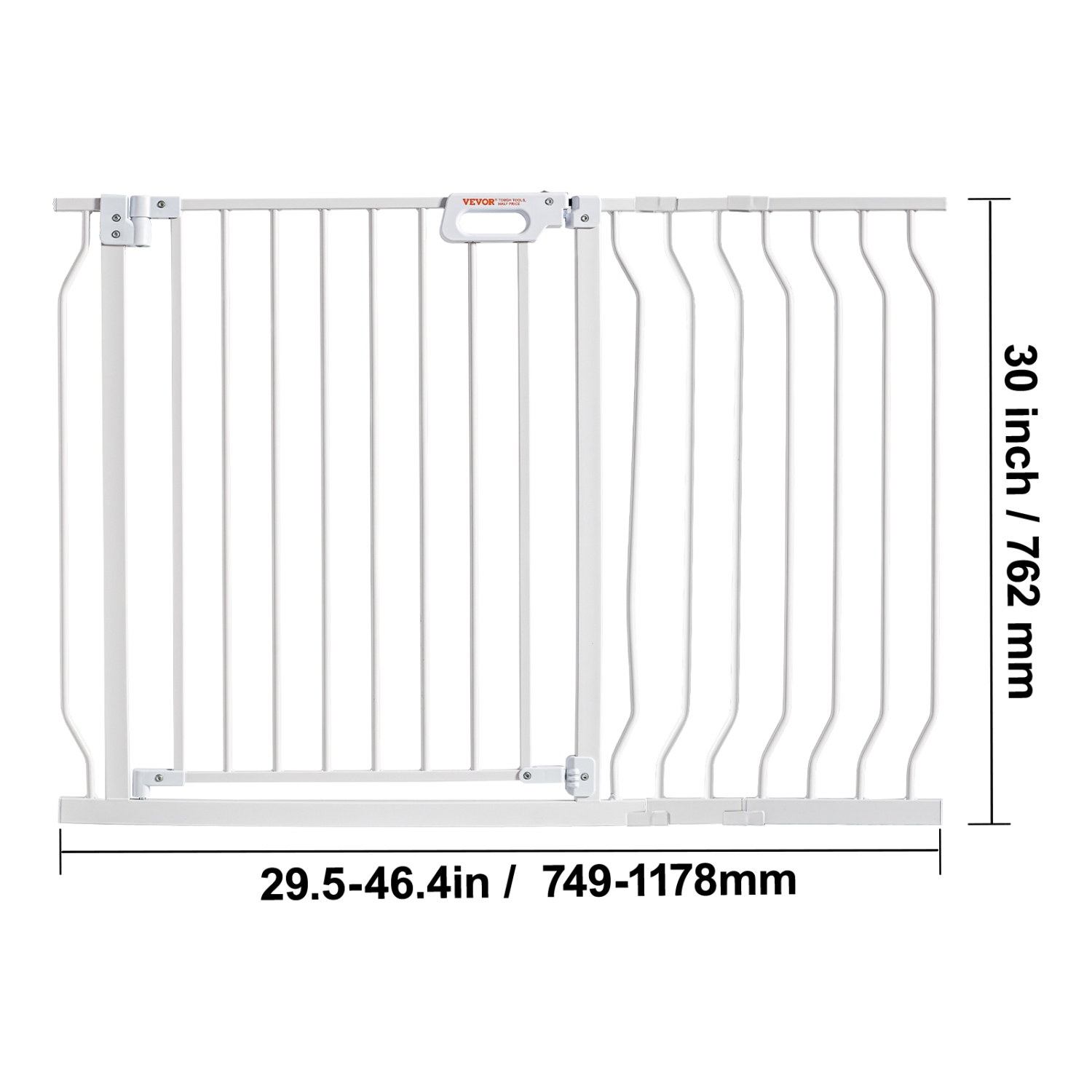 VEVOR 29.5"-46.4" Baby Gate, 30" High, Dog Gate for Stairs Doorways and House, Easy Step Walk Thru Auto Close Child Gate Pet Security Gate with
