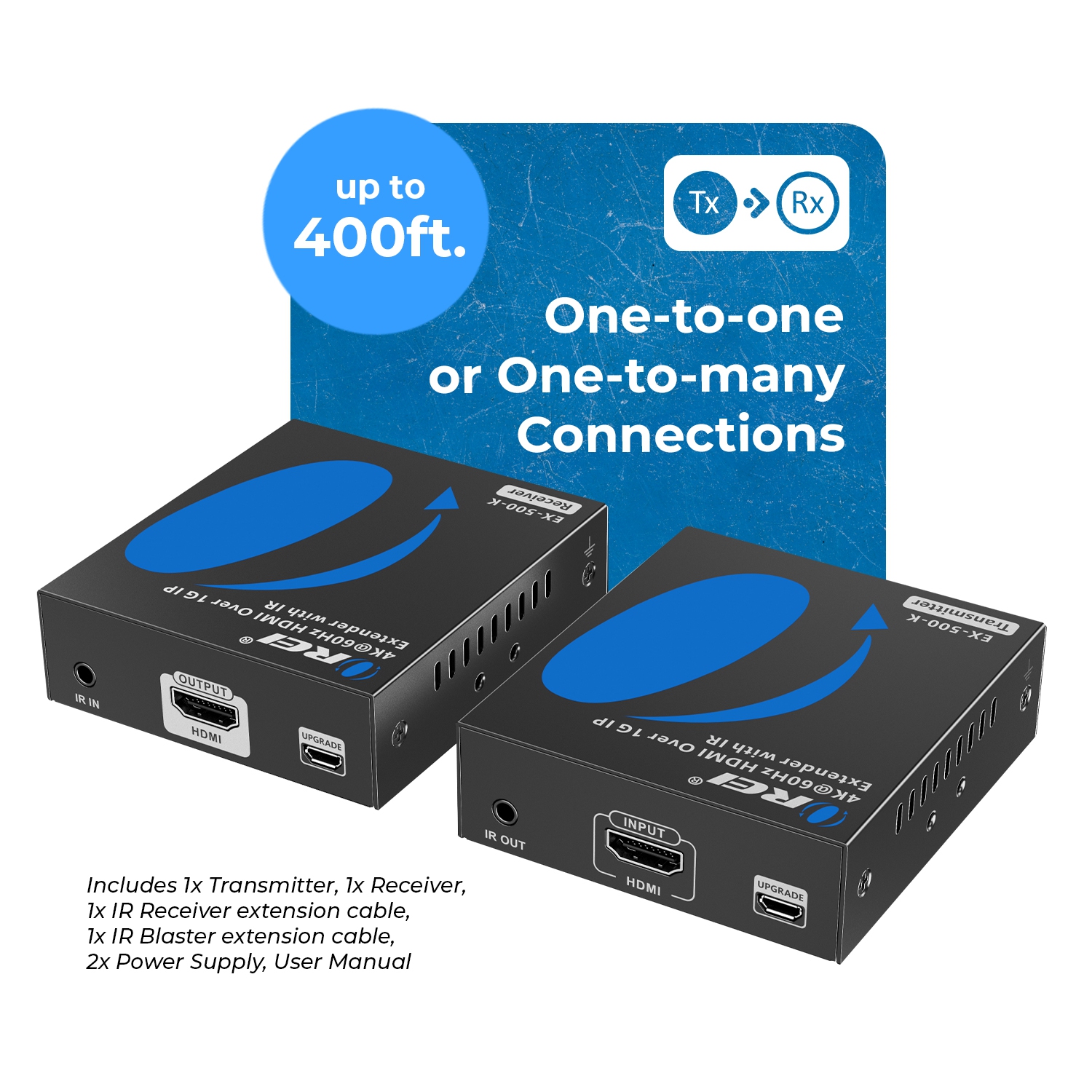 Prolongateur HDMI™ OREI 4K@60 Hz - 500 pi (Cat6) (EX-500-K)