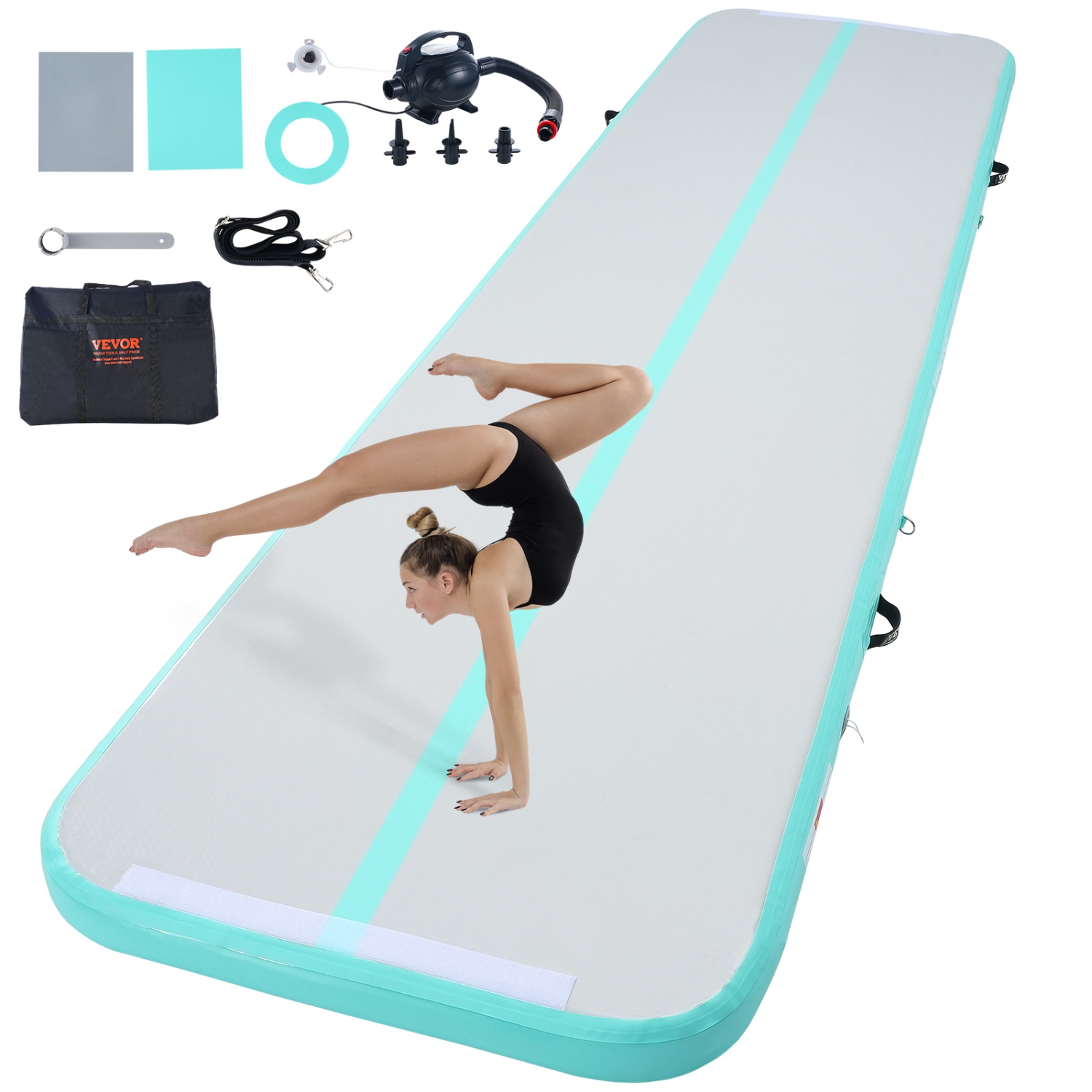 VEVOR 13&nbsp;pi, tapis d'entraînement Gymnastics, tapis de gymnastique gonflable 4&nbsp;po, piste de culbutage avec pompe électrique, tapis