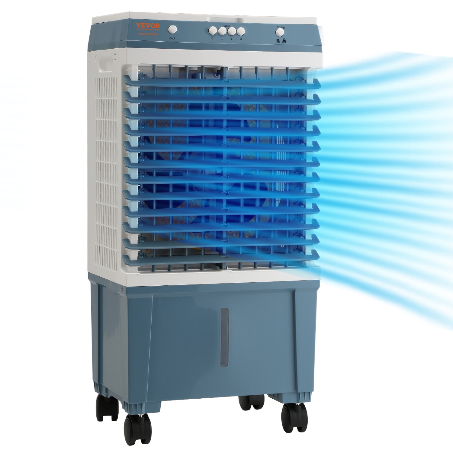 VEVOR 1400 Evaporative Cooler, CFM Air Cooler, 84° Oscillating Swamp Cooler ,5 Gal Air Cooler for 550 Sq.ft with 3 Speeds Adjustable Control, Indoor