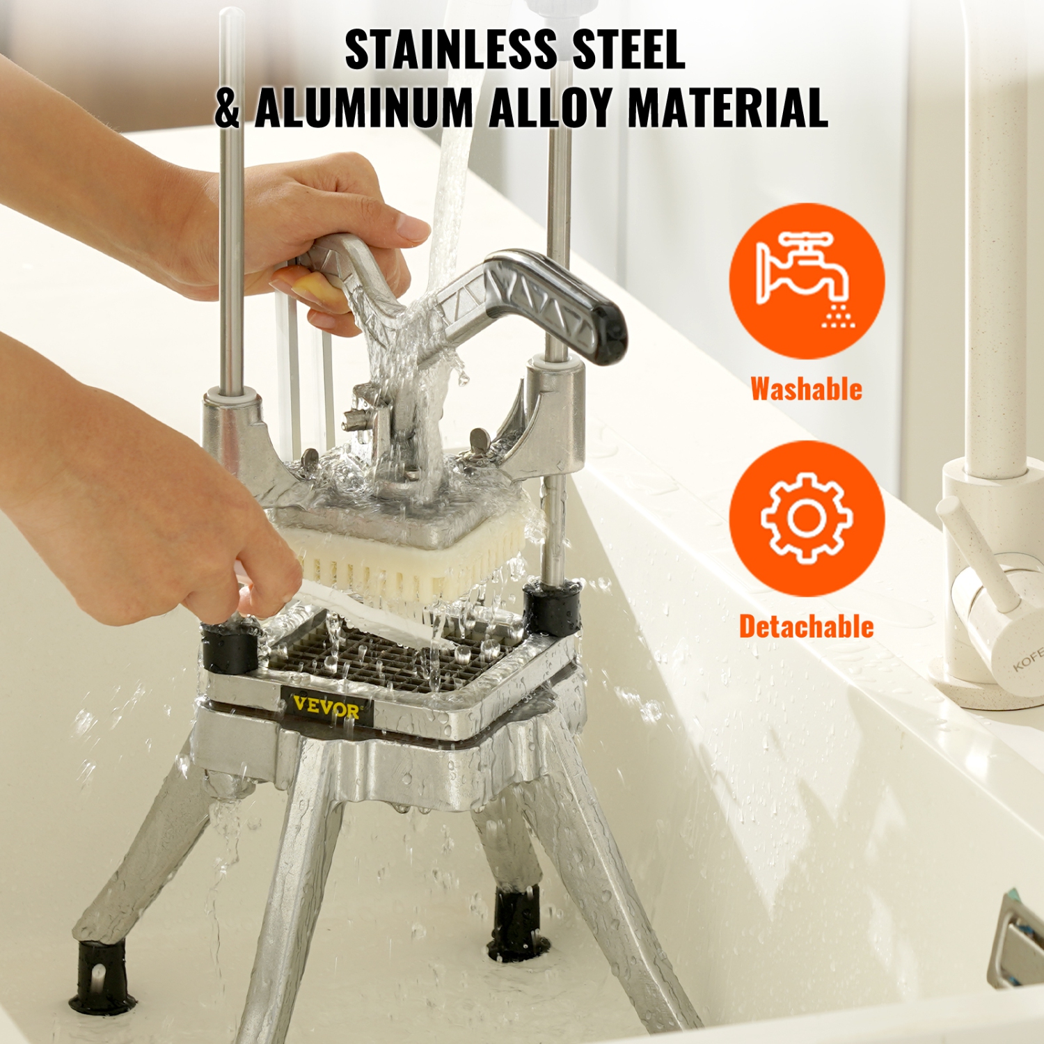 VEVOR 1/4" Blade Commercial Vegetable Fruit Chopper Heavy Duty Professional Food Dicer Kattex French Fry Cutter Onion Slicer Stainless Steel for