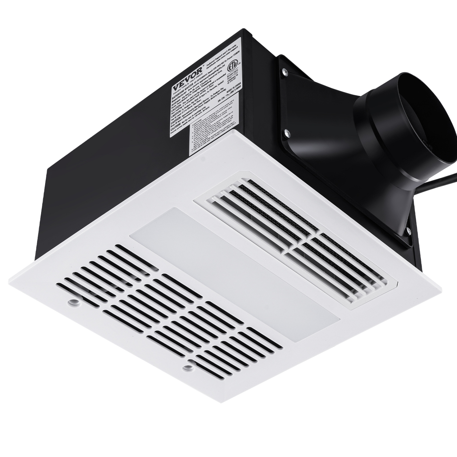 VEVOR Bathroom Exhaust Fan, 1500W Heating, 110 CFM High-Efficiency Ventilation, 1.5sones Low Noise Operation, Energy-Saving Bathroom Ceiling Fan, For