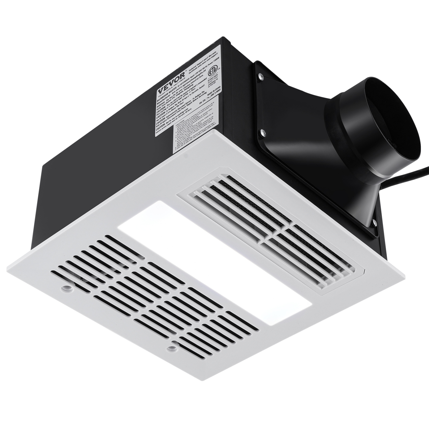 VEVOR Bathroom Exhaust Fan, 1500W Heating, 110 CFM High-Efficiency Ventilation, 1.5sones Low Noise Operation, Energy-Saving Bathroom Ceiling Fan, For
