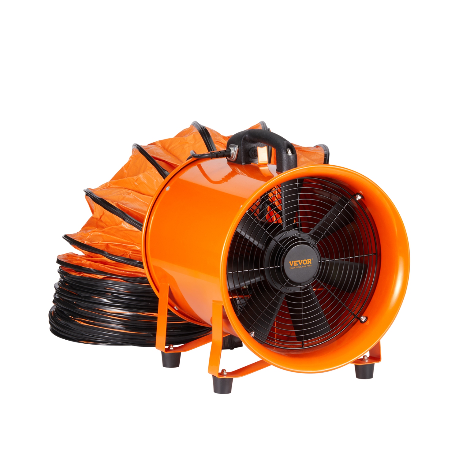 VEVOR Portable Ventilator, 12 inch Heavy Duty Cylinder Fan with 33ft Duct Hose, 585W Strong Shop Exhaust Blower 3198CFM, Industrial Utility Blower