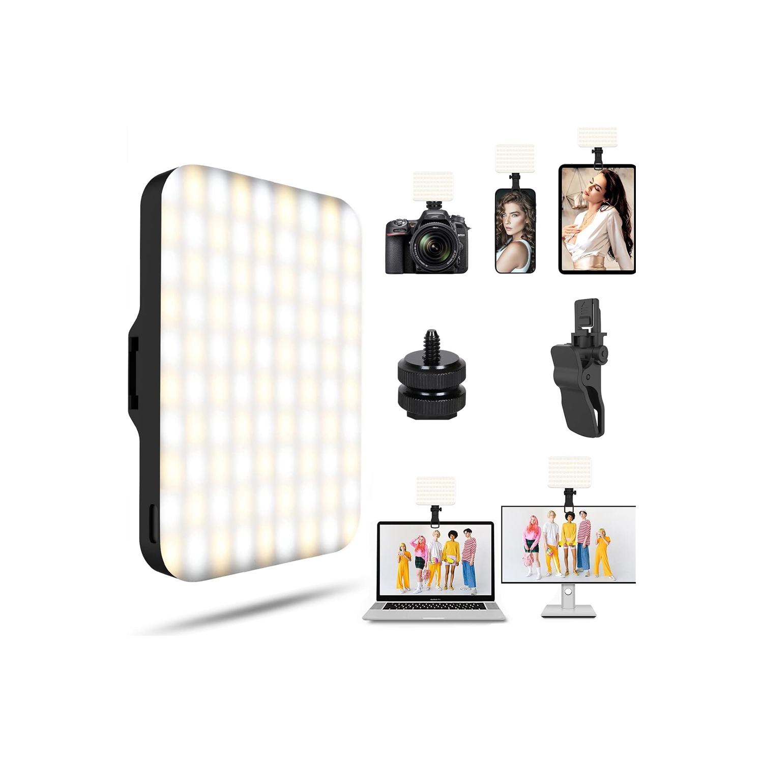 Selfie Light - USB-Rechargeable LED Phone Light - Portable Photo Light with 97+ CRI, Up to 6500K Color Temperature for Selfie, Zoom Conference,