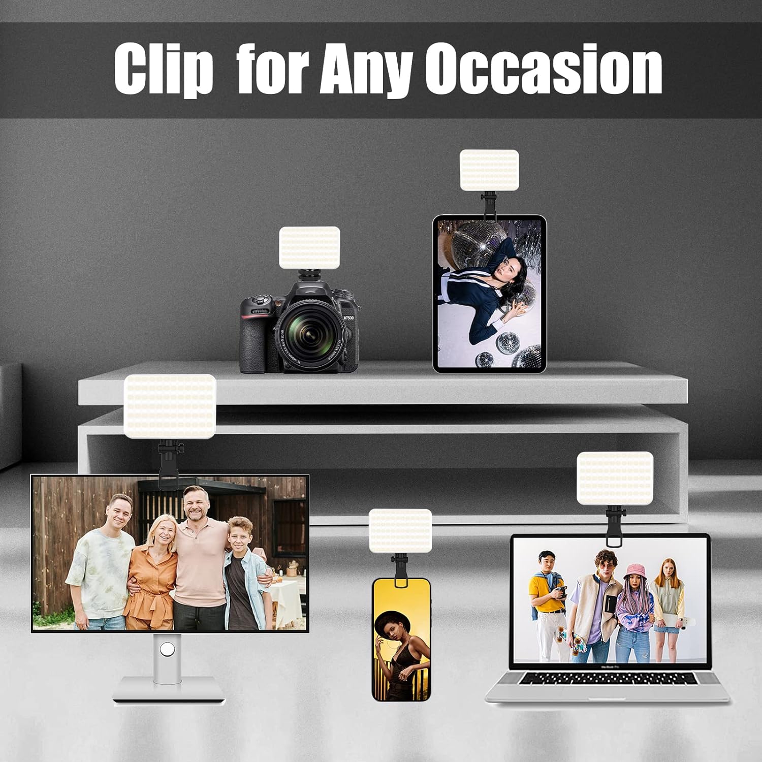 Selfie Light - USB-Rechargeable LED Phone Light - Portable Photo Light with 97+ CRI, Up to 6500K Color Temperature for Selfie, Zoom Conference,