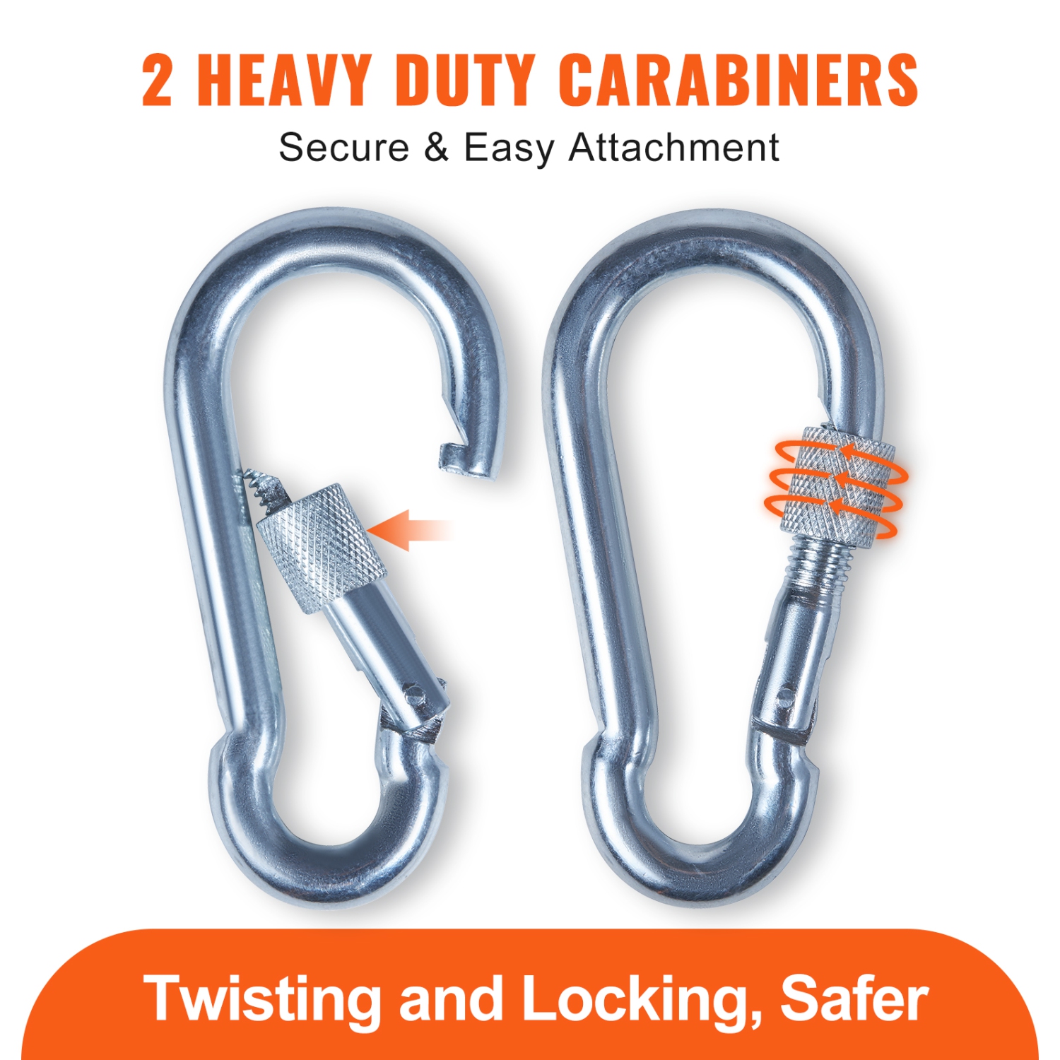 VEVOR 29.3M(96ft) 10.5 mm Static Climbing Rope, Outdoor Rock Climbing Rope 25KN Breaking Tension, Fiber Rope with Steel Snap Hooks for Escape,